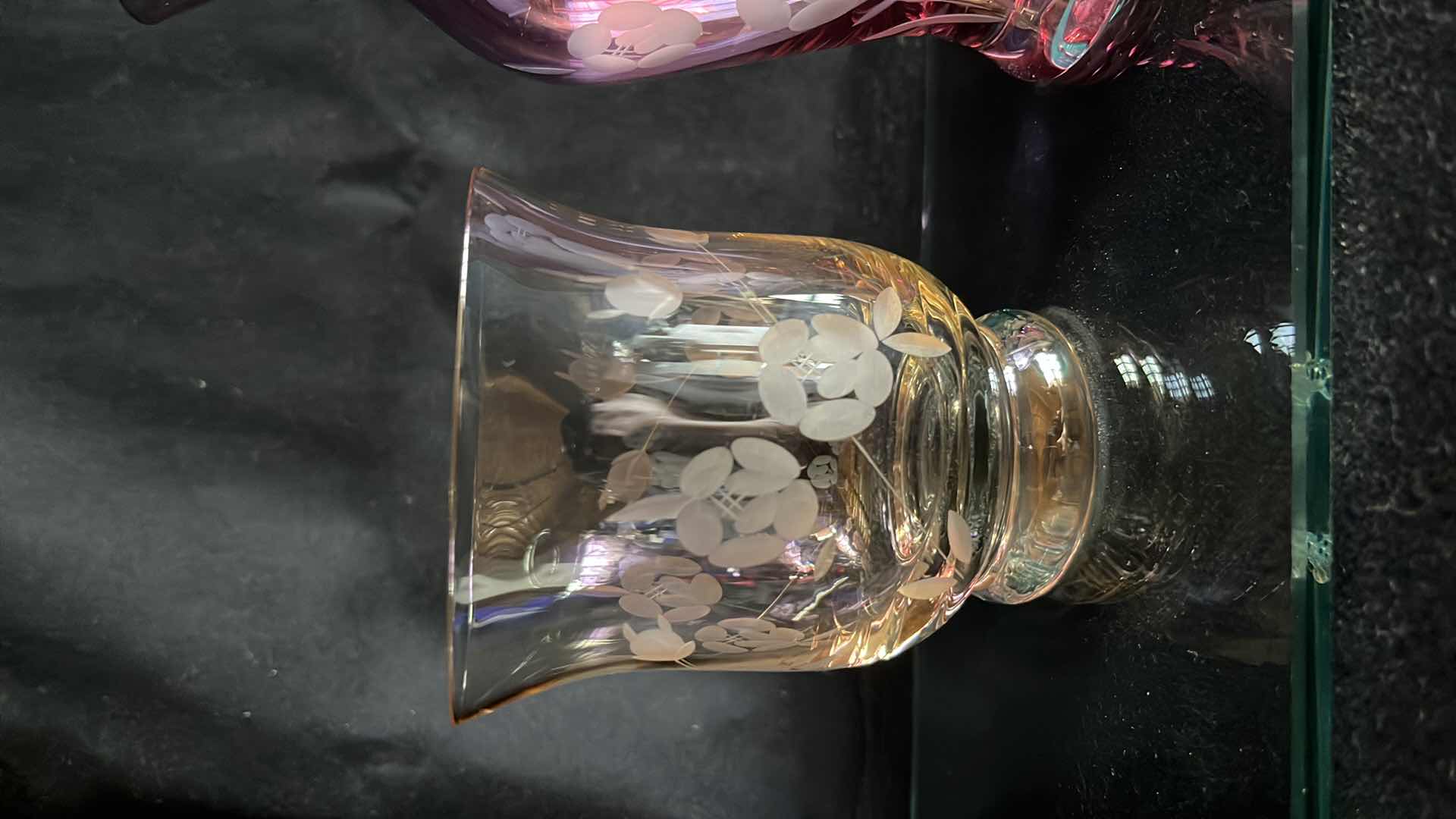 Photo 1 of COLORED ETCHED GLASS DECOR W ATTACHED GLASS 5.25” X 18.25” X 6.5”