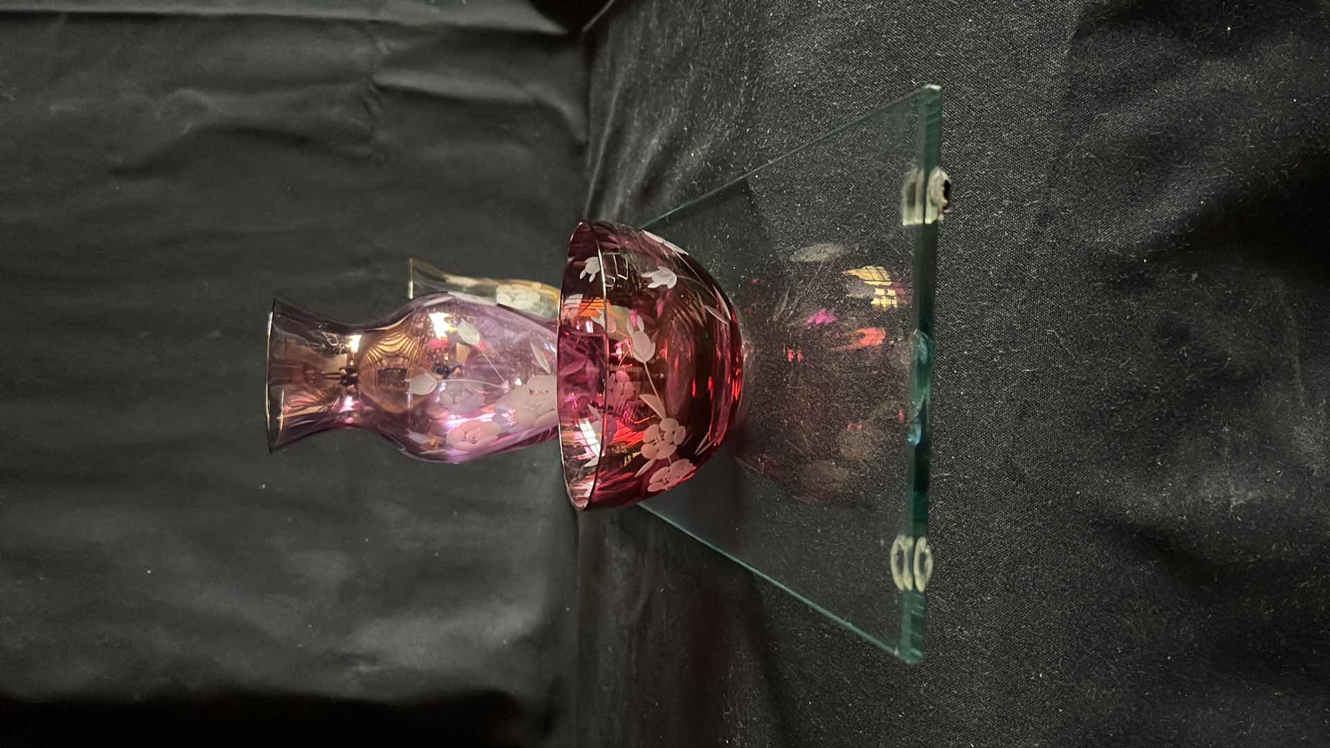 Photo 5 of COLORED ETCHED GLASS DECOR W ATTACHED GLASS 5.25” X 18.25” X 6.5”