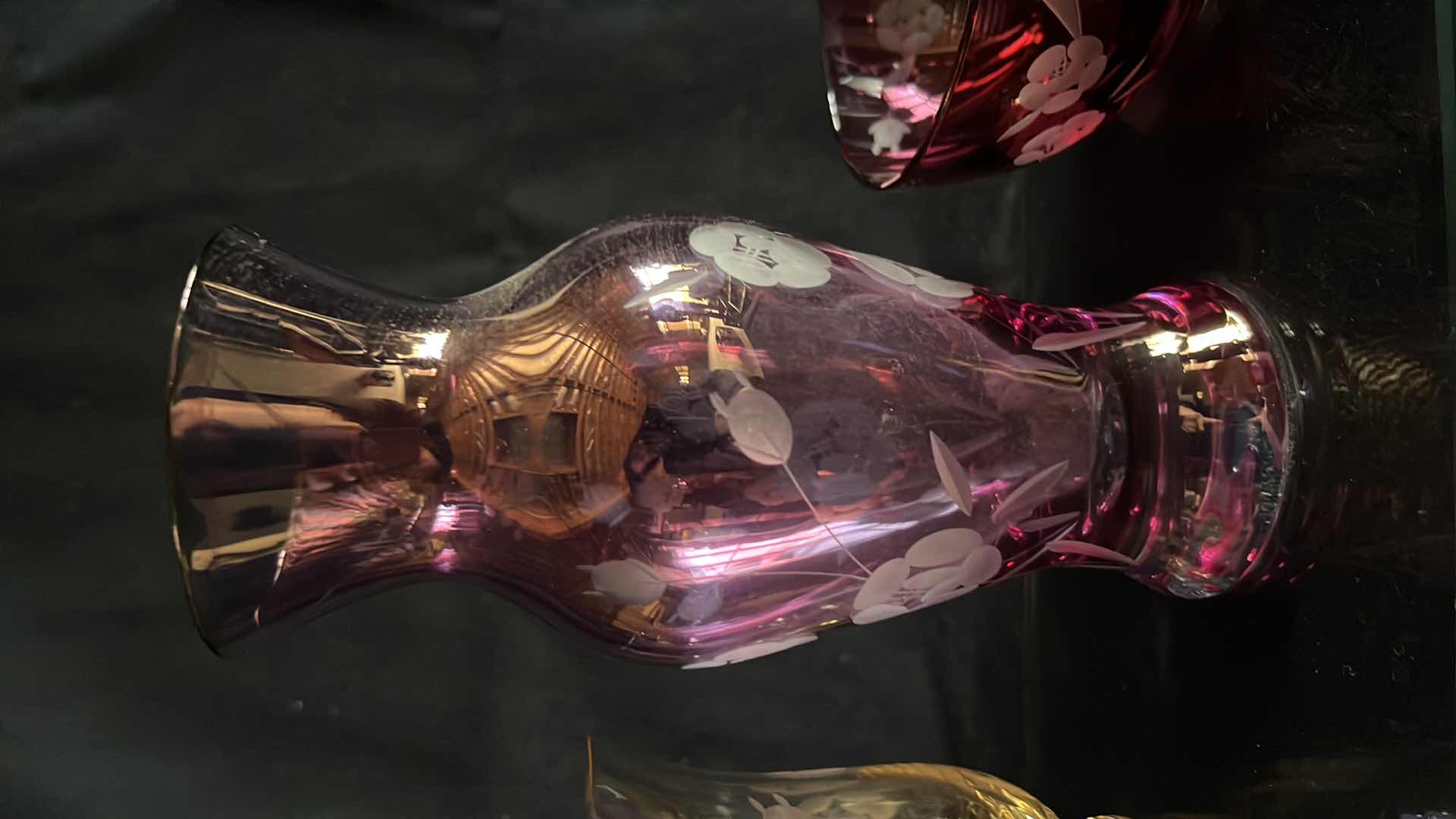 Photo 3 of COLORED ETCHED GLASS DECOR W ATTACHED GLASS 5.25” X 18.25” X 6.5”