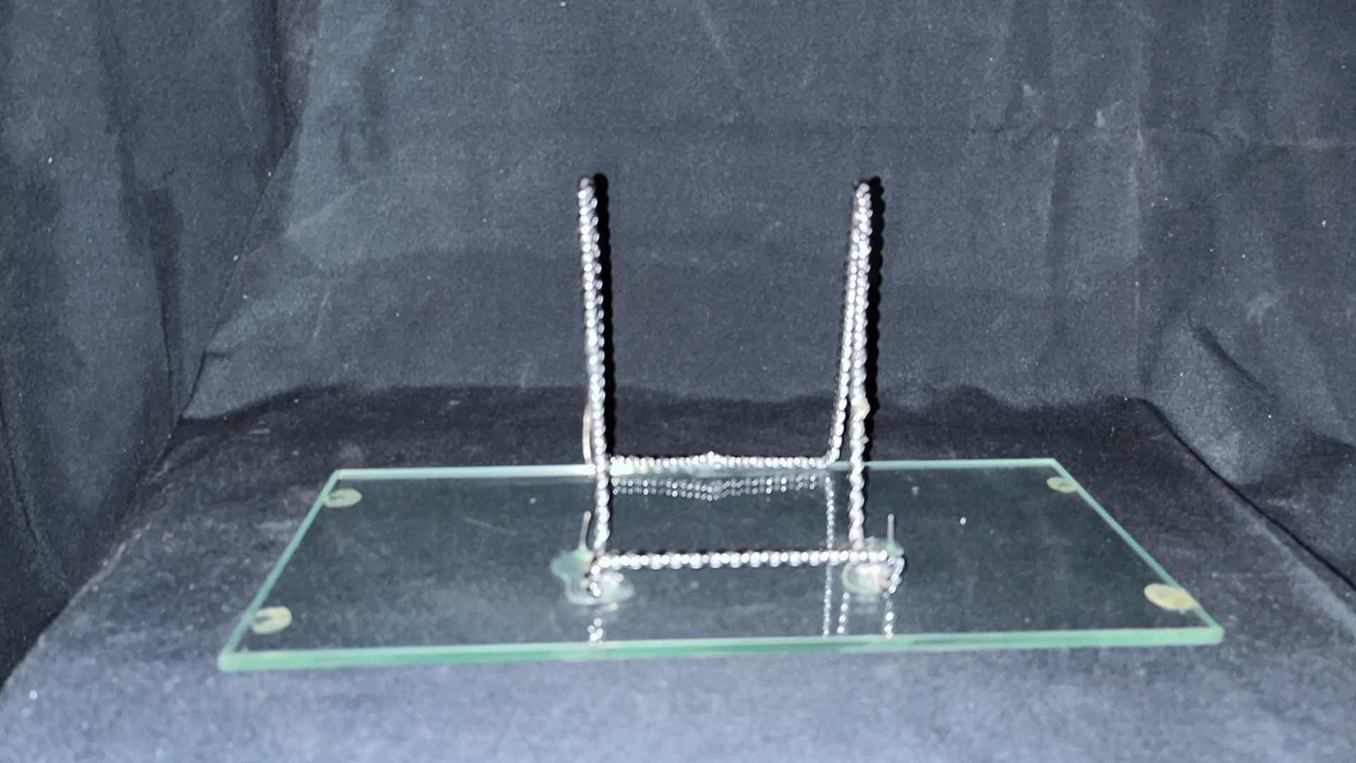 Photo 1 of LENOX TINY TREASURES GIFT BOX, ETCHED GLASS VASE W ATTACHED GLASS AND METAL PICTURE EASEL AND WHITE CRACKLED GLASS VASE 12” X 5.25”