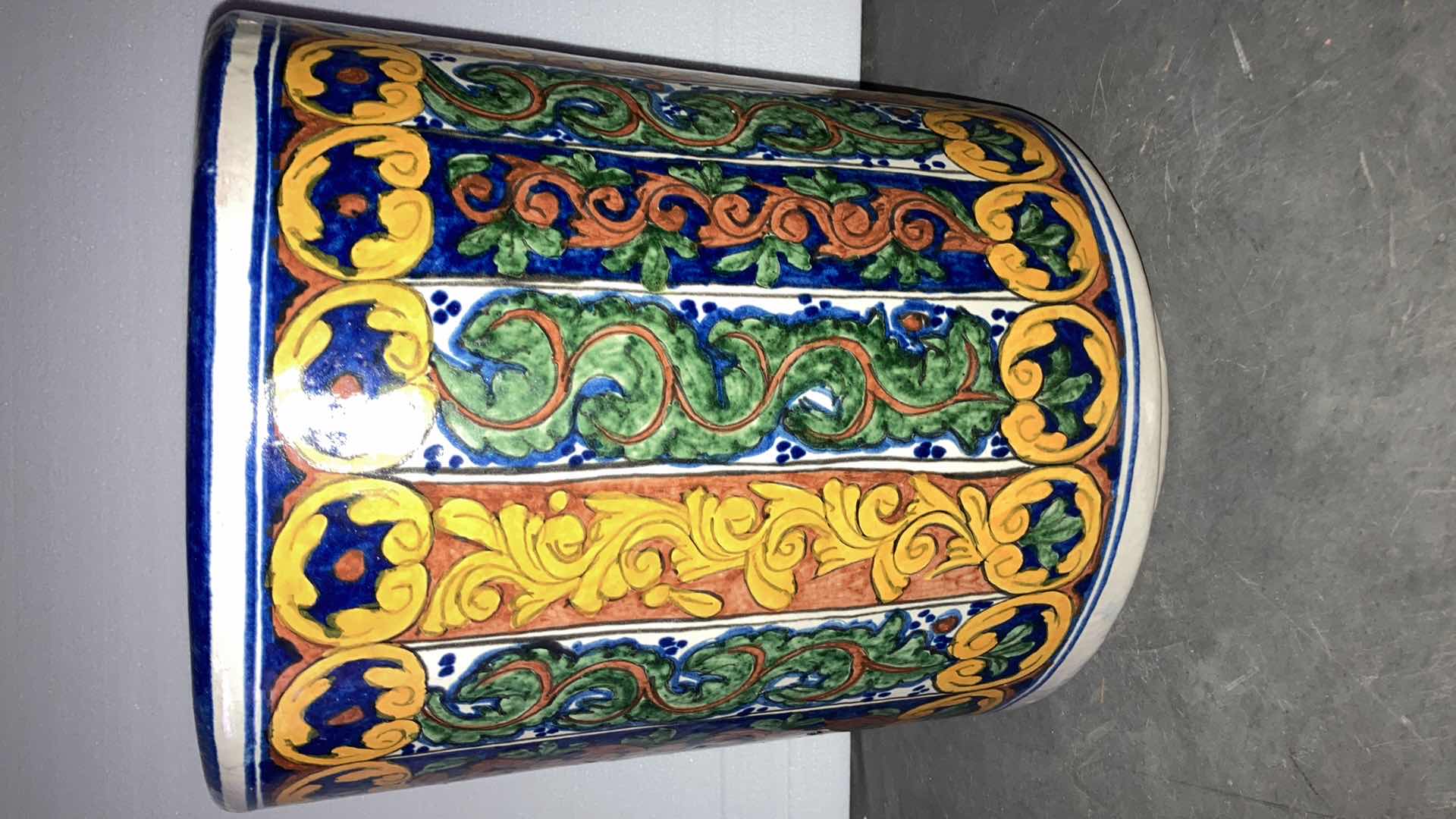 Photo 1 of FLORAL ABSTRACT CERAMIC PLANTER 13” X 16