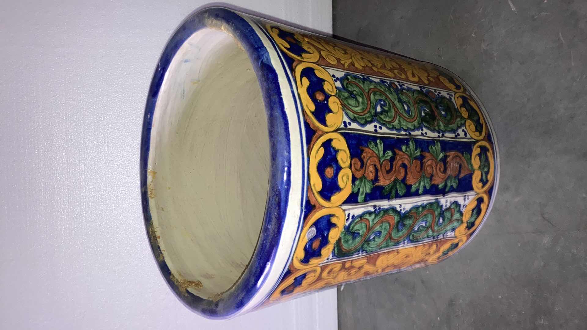 Photo 1 of FLORAL ABSTRACT CERAMIC PLANTER 13” X 16