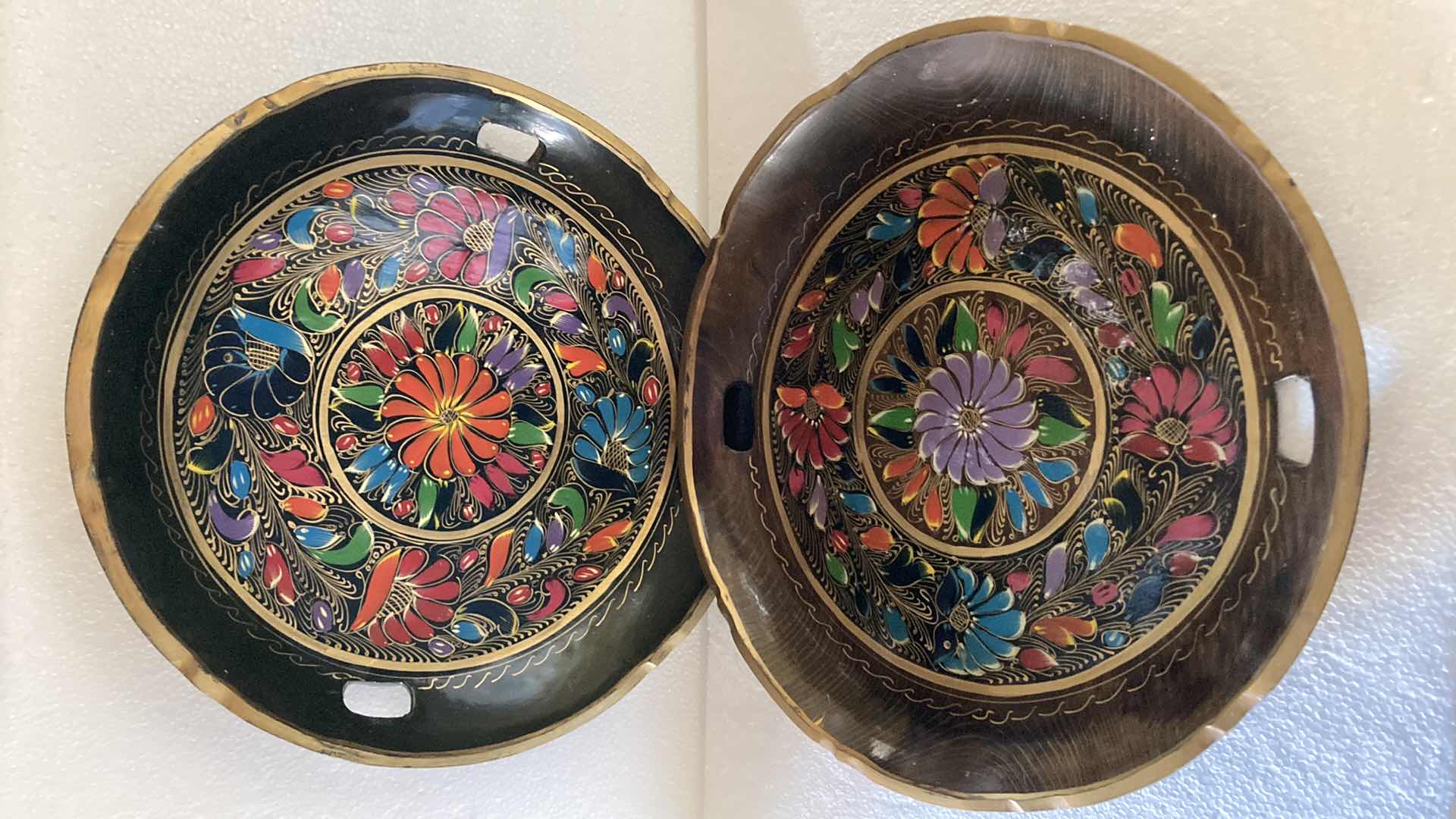 Photo 1 of PAINTED FLORAL WOOD TRAYS (2) 17”