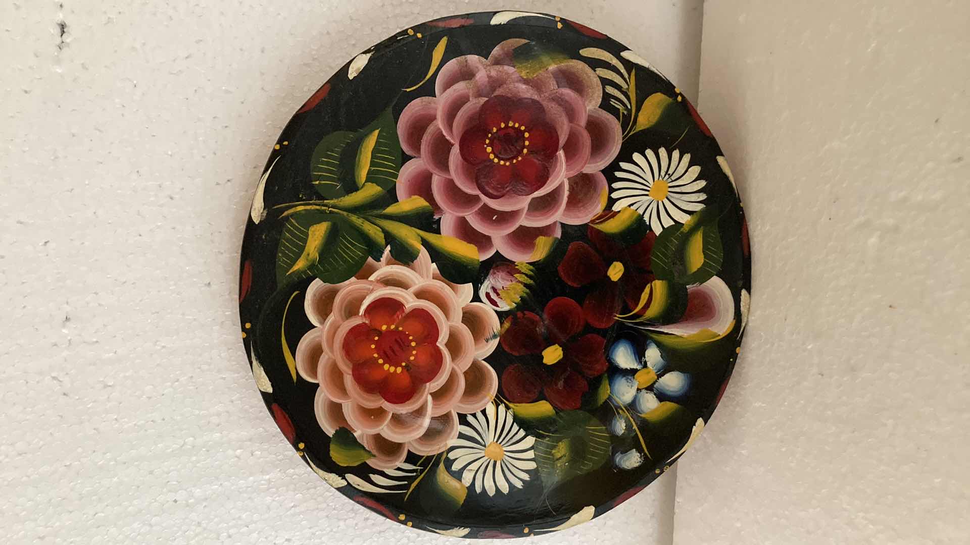 Photo 1 of MEXICAN HAND PAINTED FLORAL WOOD PLATES (3) 10”