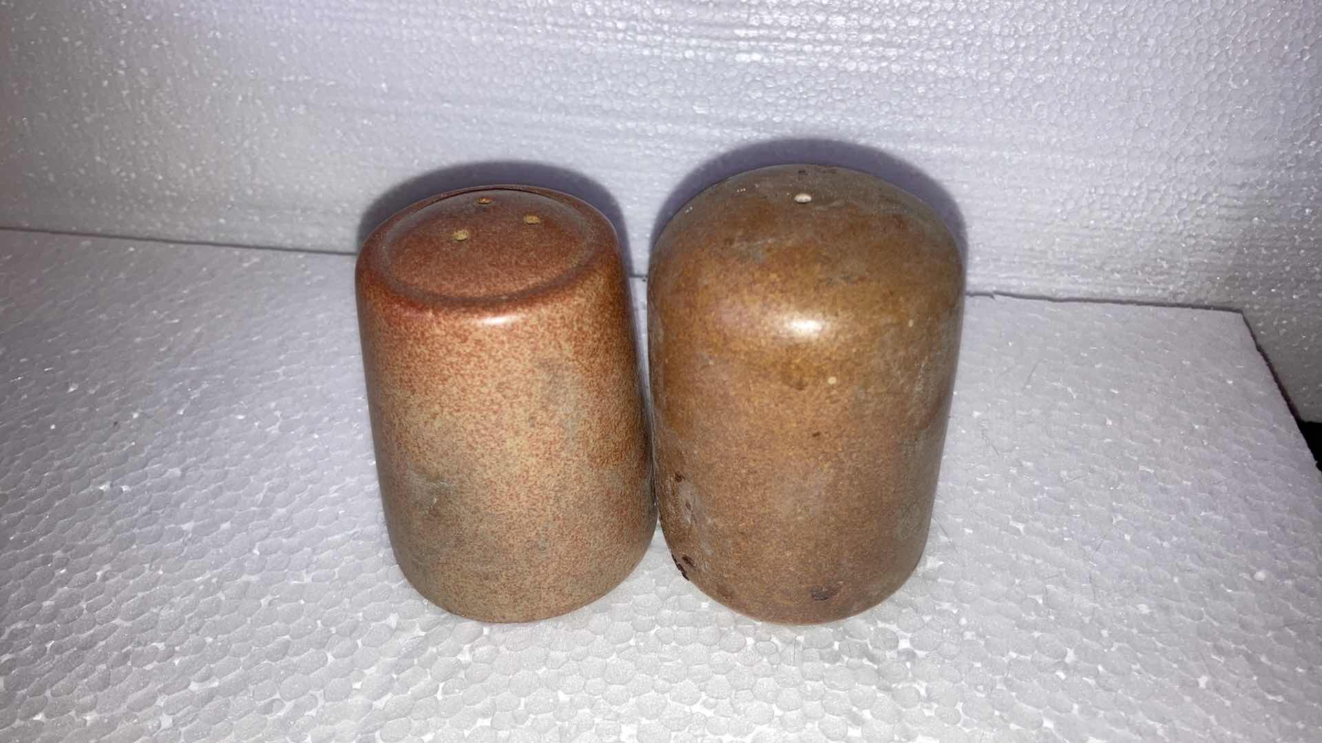 Photo 1 of MEXICAN CLAY PLATE SET AND SALT & PEPPER SHAKERS (18)