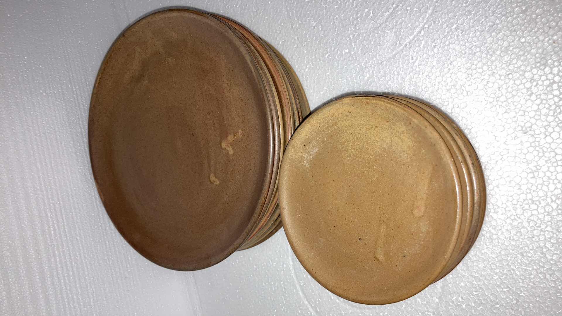 Photo 1 of MEXICAN CLAY PLATE SET AND SALT & PEPPER SHAKERS (18)