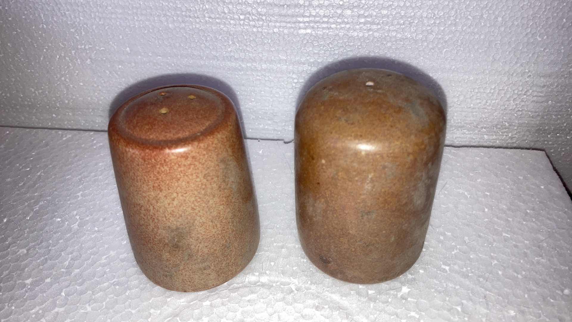 Photo 1 of MEXICAN CLAY PLATE SET AND SALT & PEPPER SHAKERS (18)