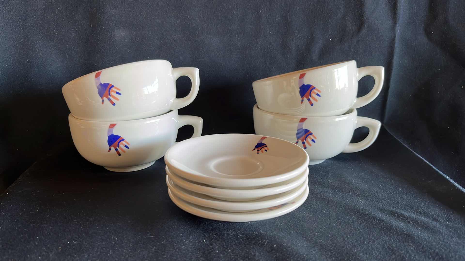 Photo 1 of NEW BUFFALO JUMBO CUPS AND SAUCERS 4.5” X 2.5”, SET OF 4