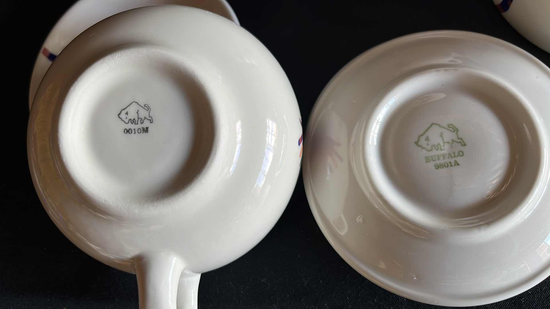 Photo 1 of NEW BUFFALO JUMBO CUPS AND SAUCERS 4.5” X 2.5”, SET OF 4