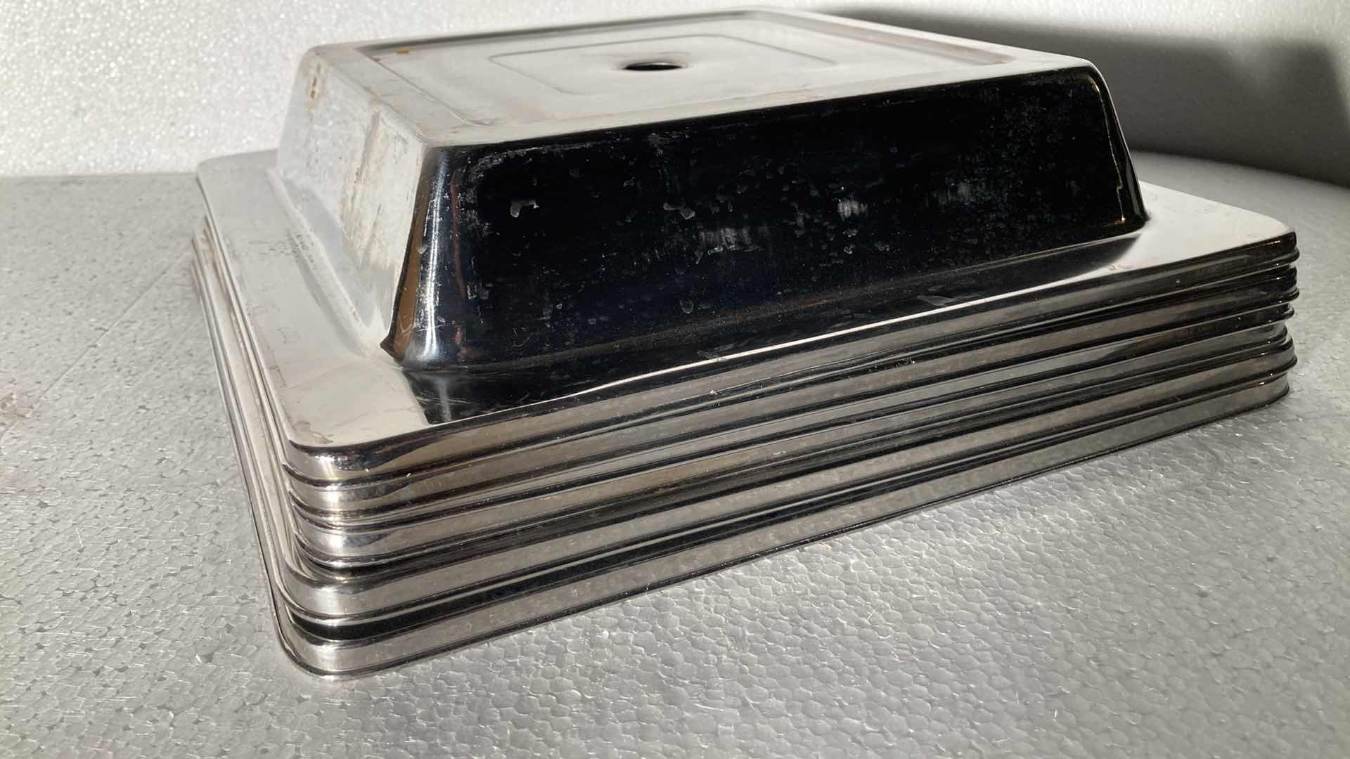 Photo 1 of SQUARE POLISHED METAL FOOD COVERS (6) 12” X 12”
