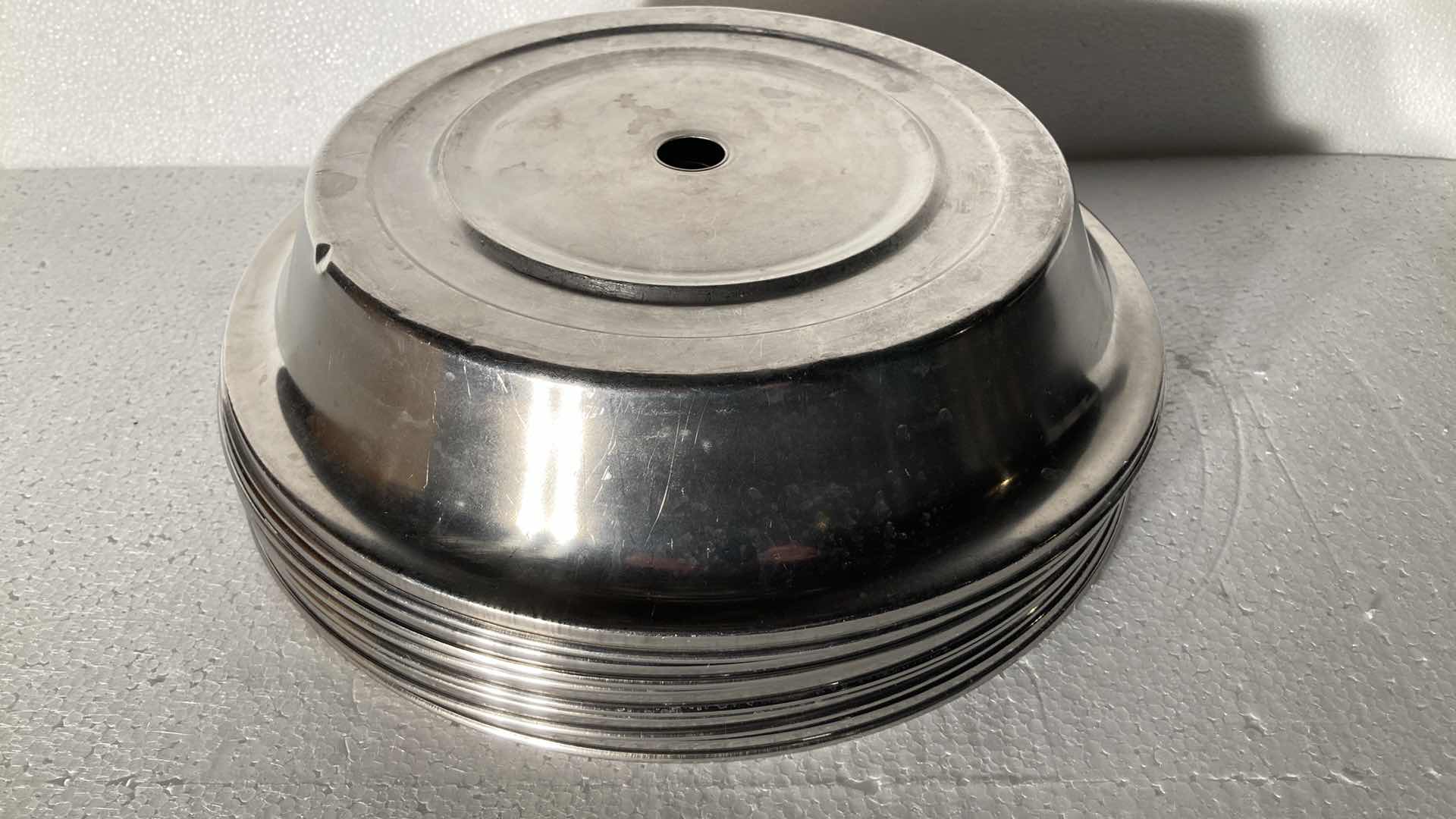 Photo 1 of ROUND POLISHED METAL FOOD COVERS (8) 12.5”