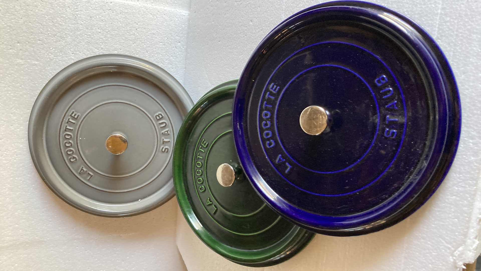 Photo 1 of LA COCOTTE STAUB REPLACEMENT LIDS (3) 11.75”
