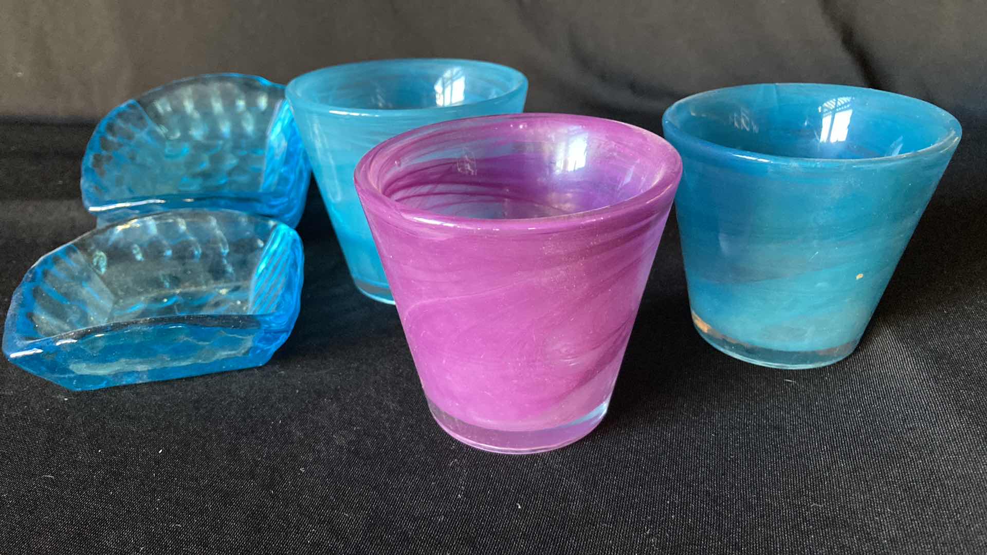 Photo 1 of COLORED GLASS VASE AND CANDLE HOLDER SET (8)