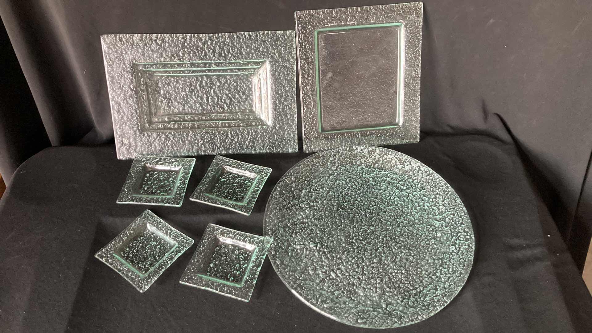 Photo 1 of TINTED GREEN BEVELED GLASS SET (10)