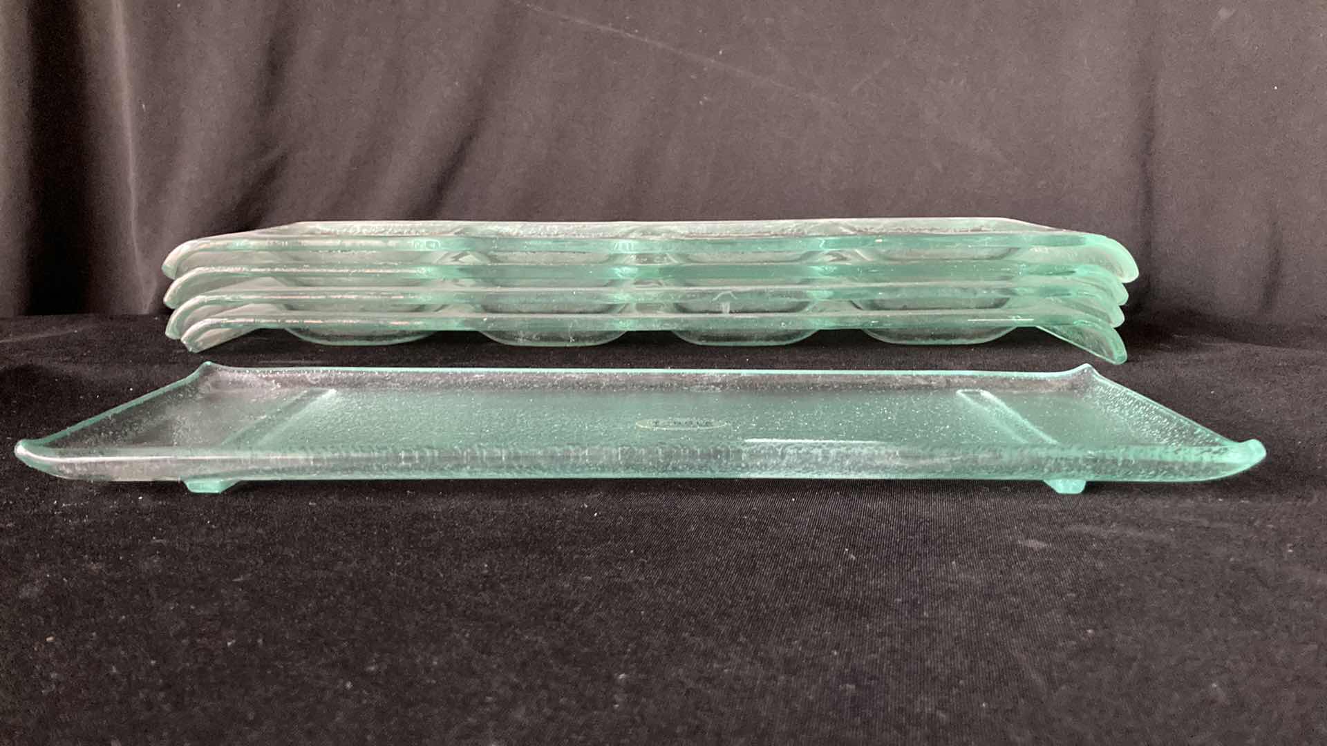 Photo 1 of TURGLA TEMPERED GLASS TRAY W TEMPERED GLASS PORTION TRAYS (4) 16.5” X 5”
