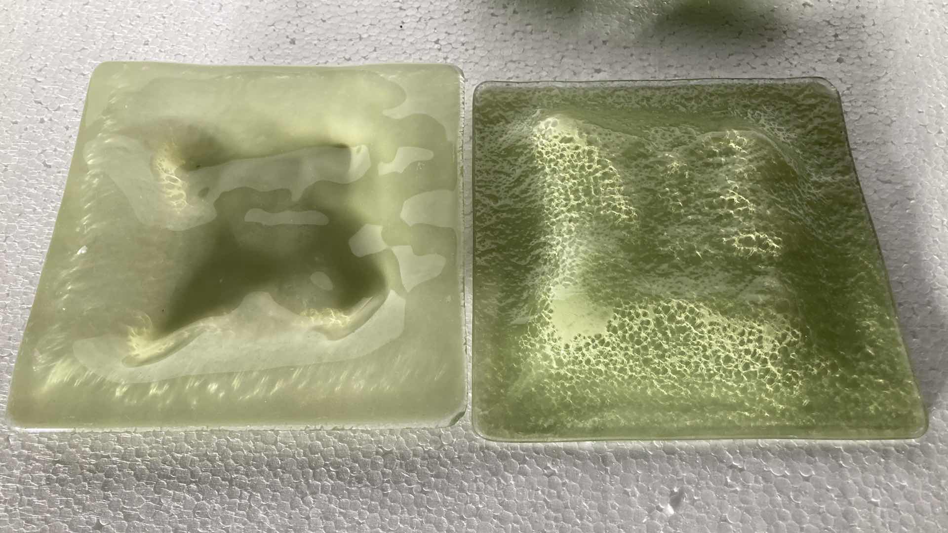 Photo 1 of GREEN GLASS SQUARE DISHES (7) 6” X 6”