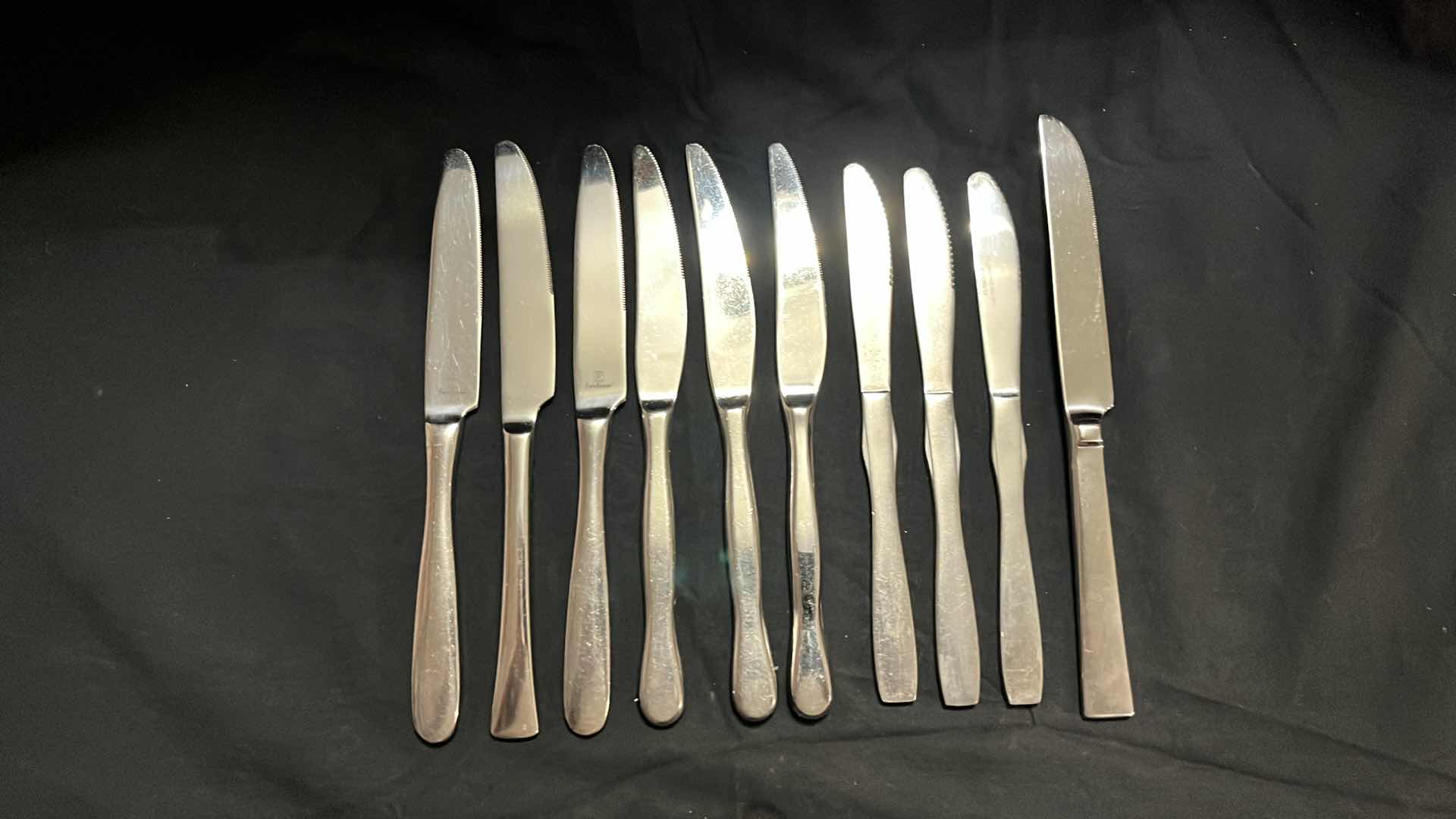 Photo 1 of STAINLESS STEEL FLATWARE, VARIOUS STYLES 10 PCS EACH UTENSIL, 5.25” - 9.75” (50 PCS)