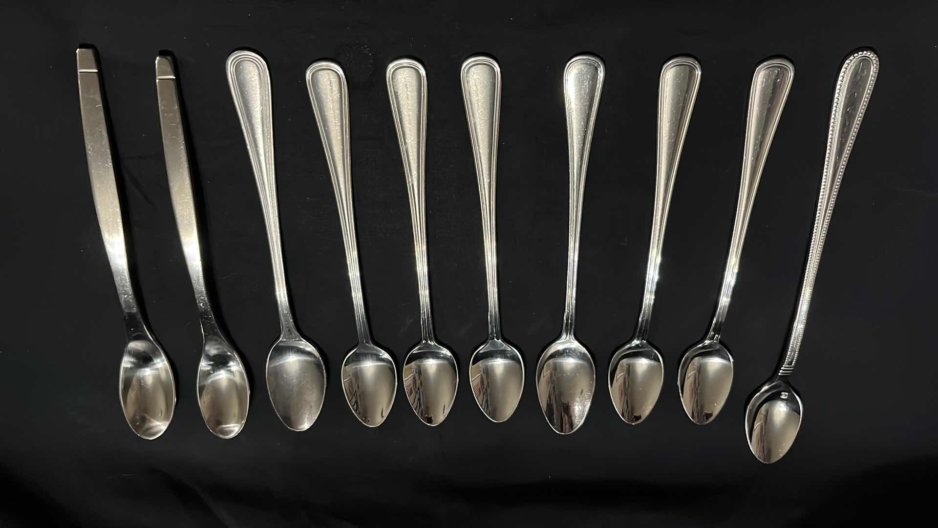 Photo 1 of STAINLESS STEEL FLATWARE, VARIOUS STYLES IN EACH UTENSIL, 10 OF EACH, 4.25” - 9.25” (50 PCS)