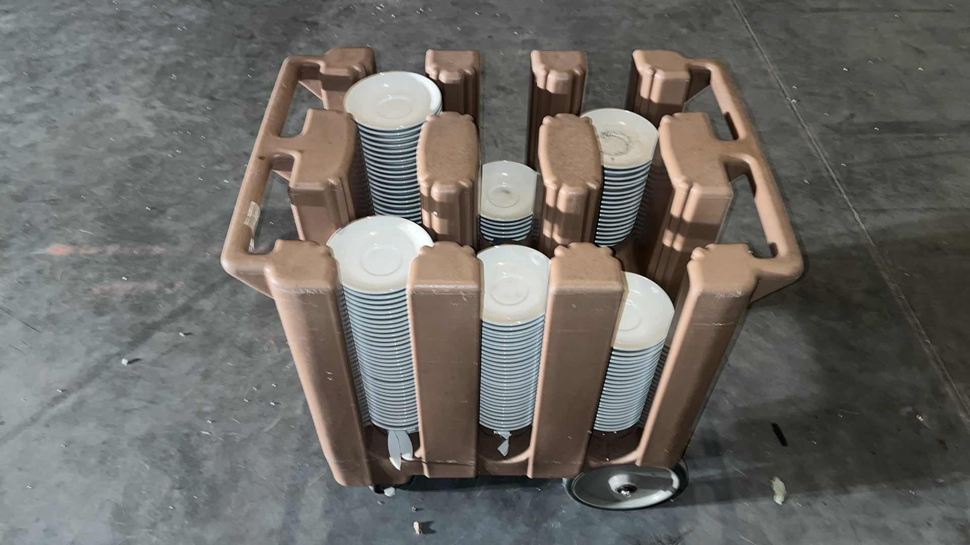 Photo 1 of CAMBRO DISH CART W WHITE SAUCER PLATES