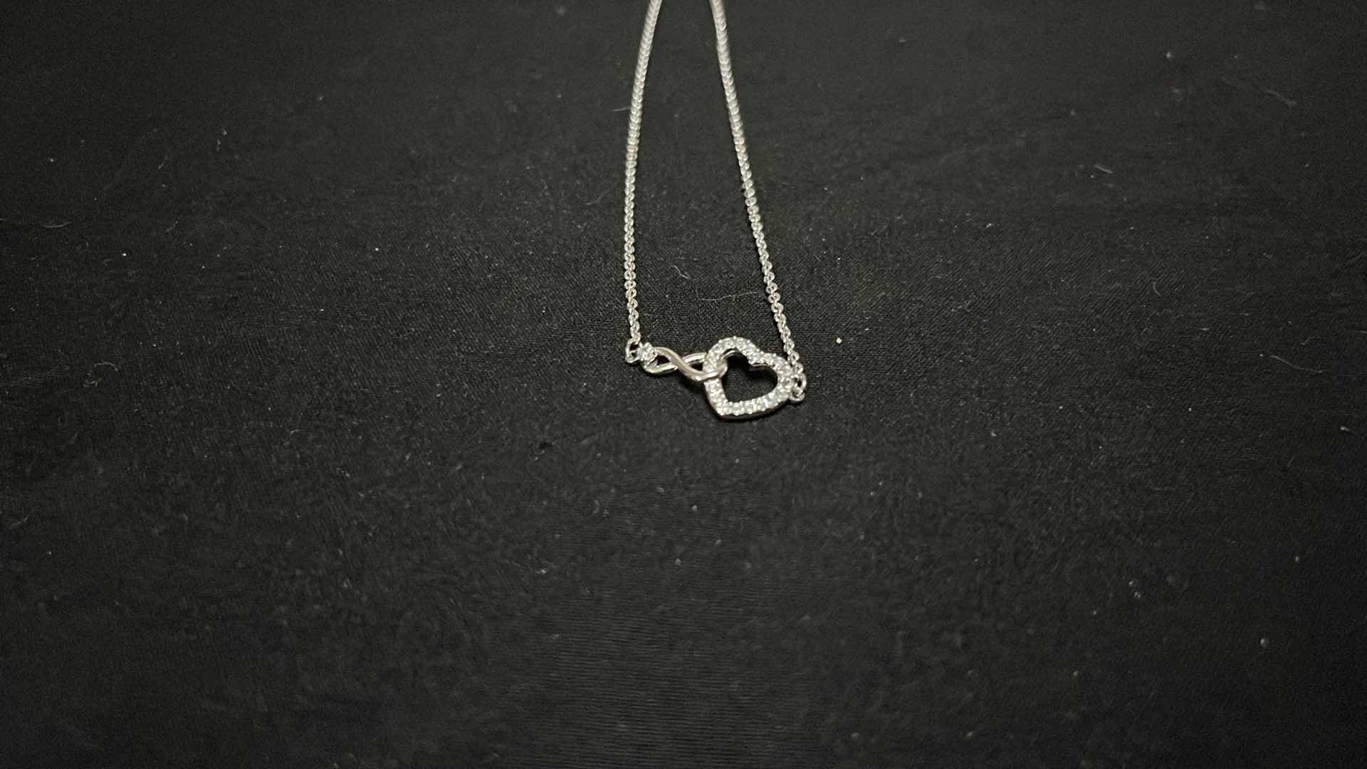 Photo 1 of ORIGAMI OWL NECKLACE W 5 CHARMS, YEAR 2000 RHINESTONE NECKLACE & RHINESTONE HEART BRACELET
