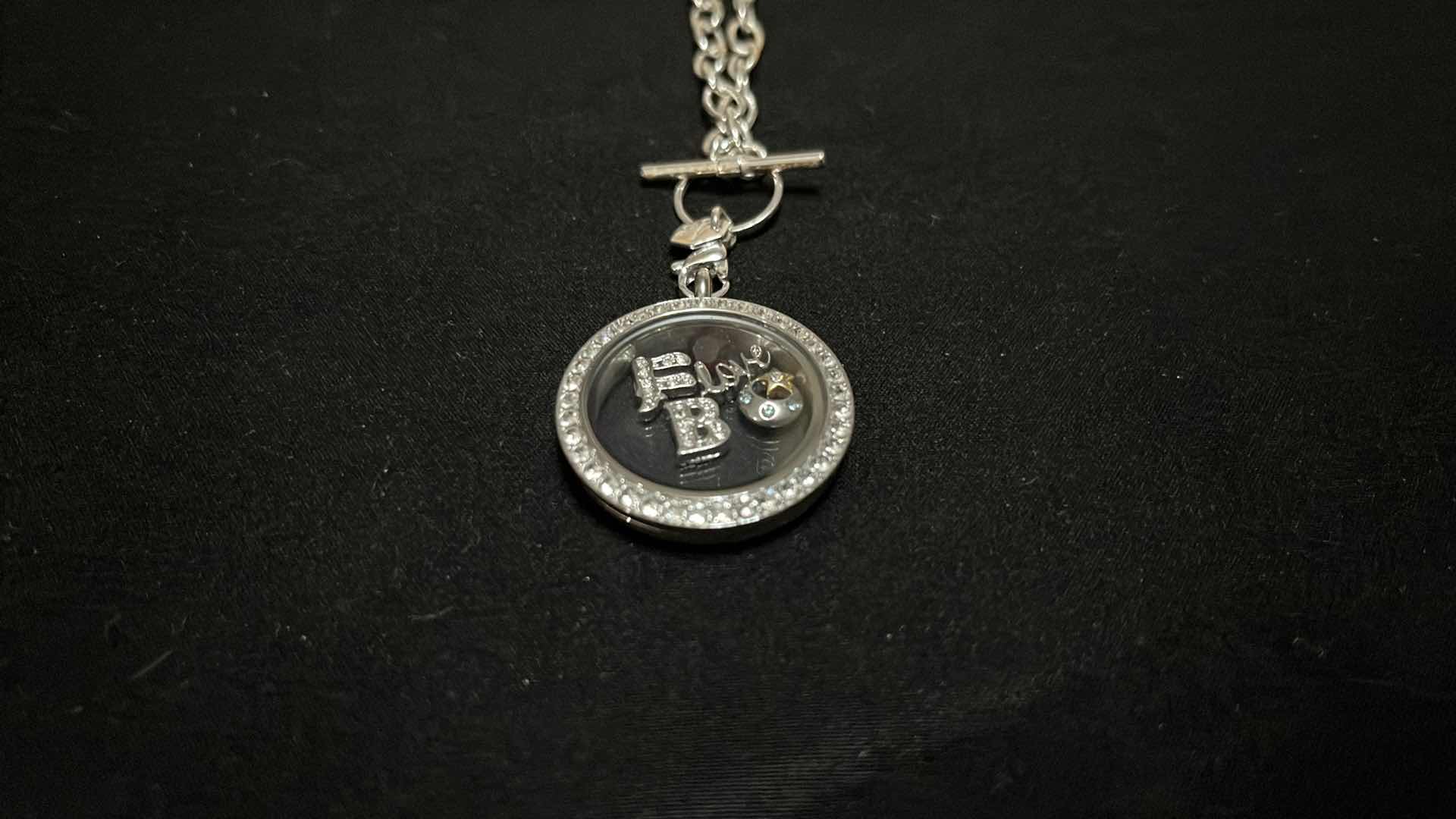 Photo 1 of ORIGAMI OWL NECKLACE W 5 CHARMS, YEAR 2000 RHINESTONE NECKLACE & RHINESTONE HEART BRACELET