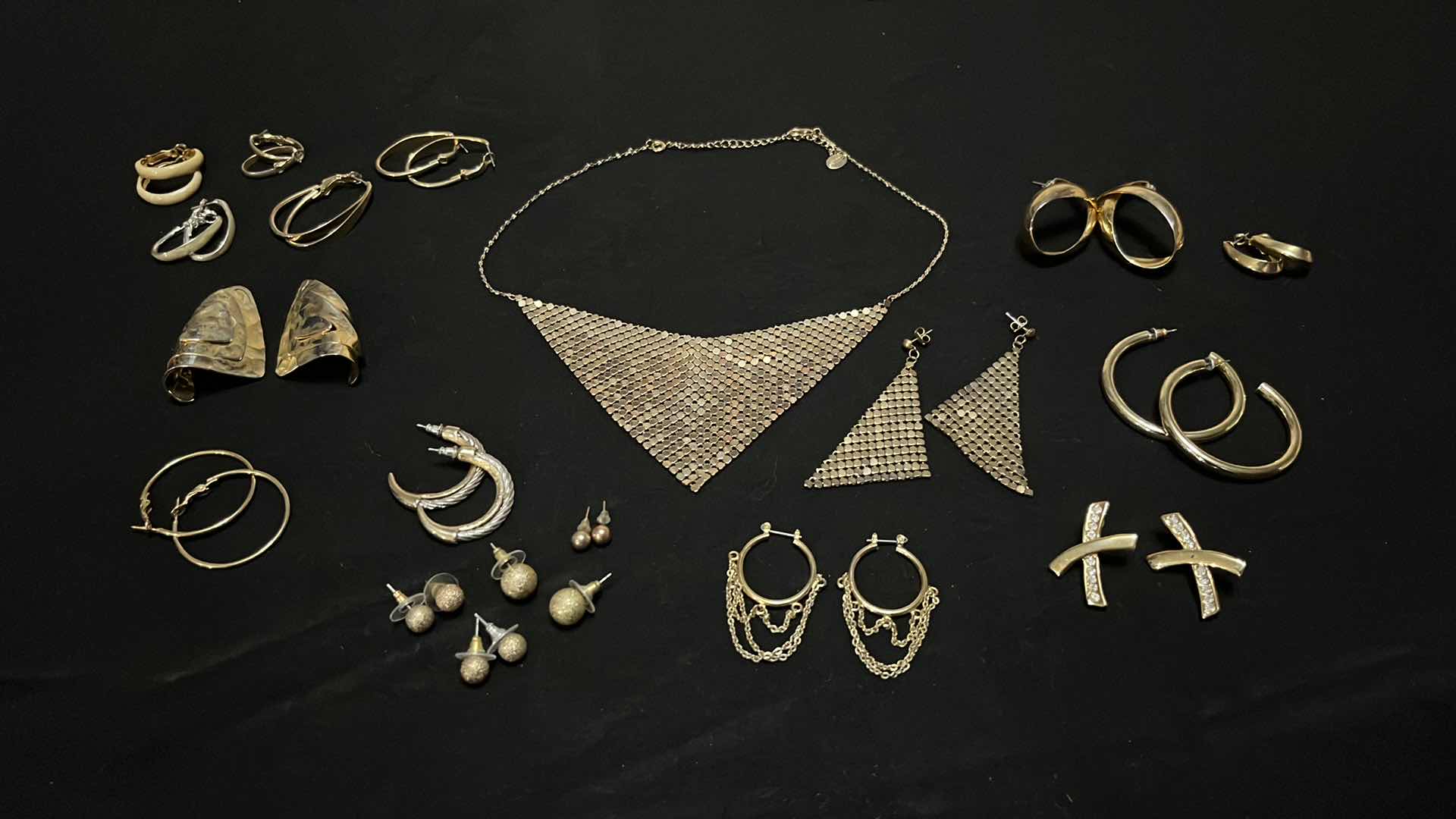 Photo 1 of FAUX GOLD JEWELRY, NECKLACE, EARRINGS, HOOPS