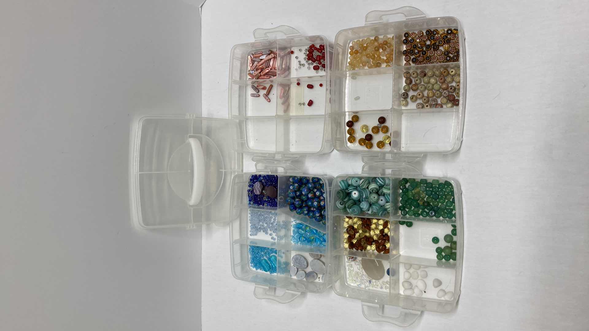 Photo 1 of 4 TIER BEAD CONTAINER W BEADS 6” X 6” H6.5”