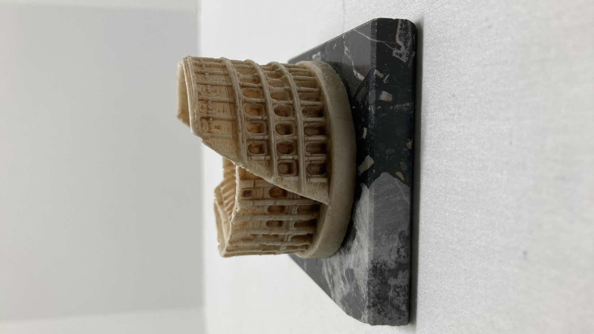 Photo 1 of IVORY HAND CARVED COLOSSEUM MOUNTED ON MARBLE TILE 3” X 3” H2”