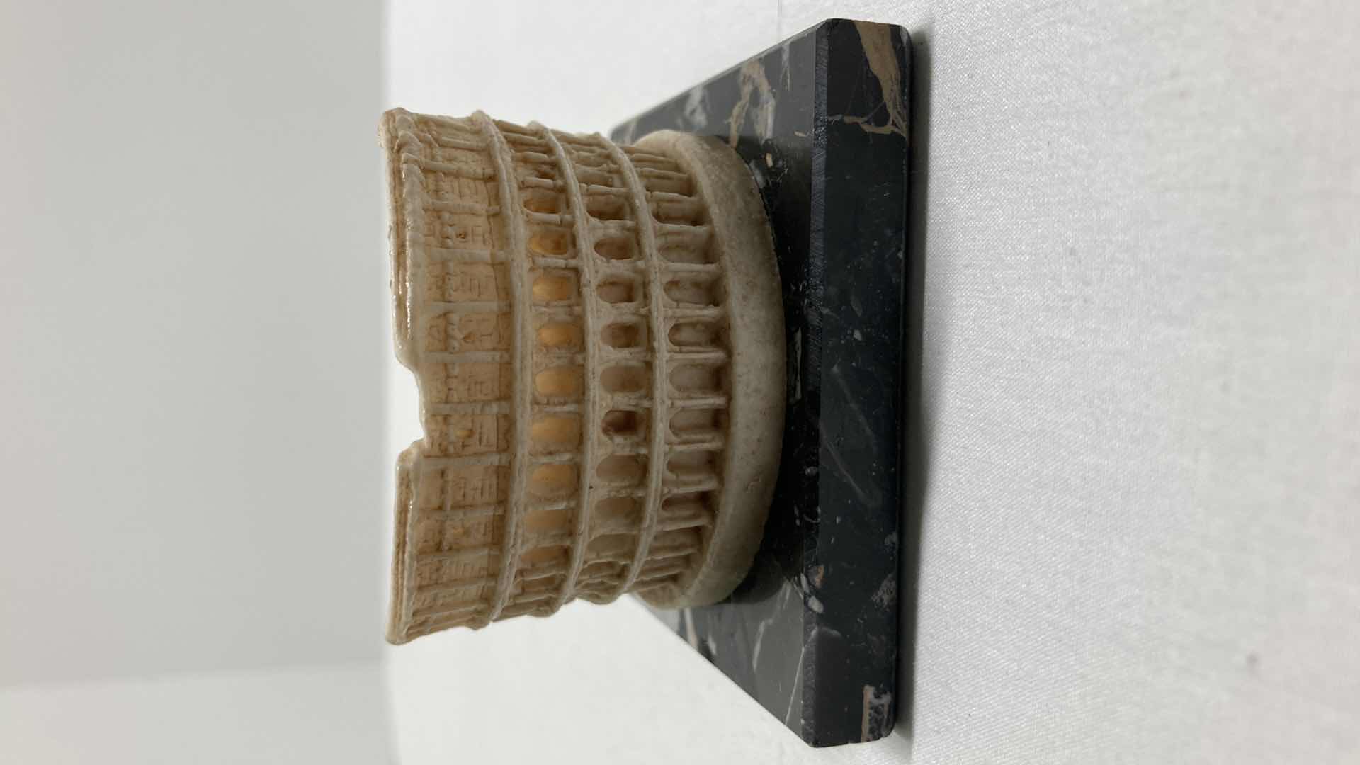 Photo 1 of IVORY HAND CARVED COLOSSEUM MOUNTED ON MARBLE TILE 3” X 3” H2”