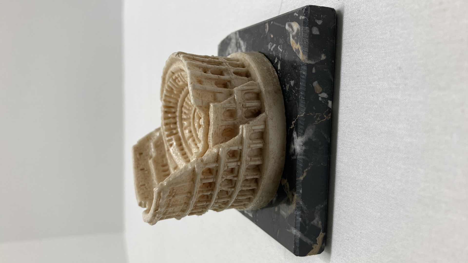 Photo 1 of IVORY HAND CARVED COLOSSEUM MOUNTED ON MARBLE TILE 3” X 3” H2”