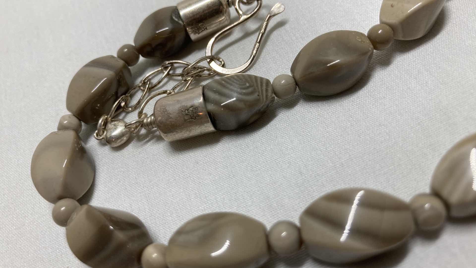 Photo 1 of MIND FINDS GREY JASPER BEADED STERLING SILVER NECKLACE BY JAY KING DTR 925 22”