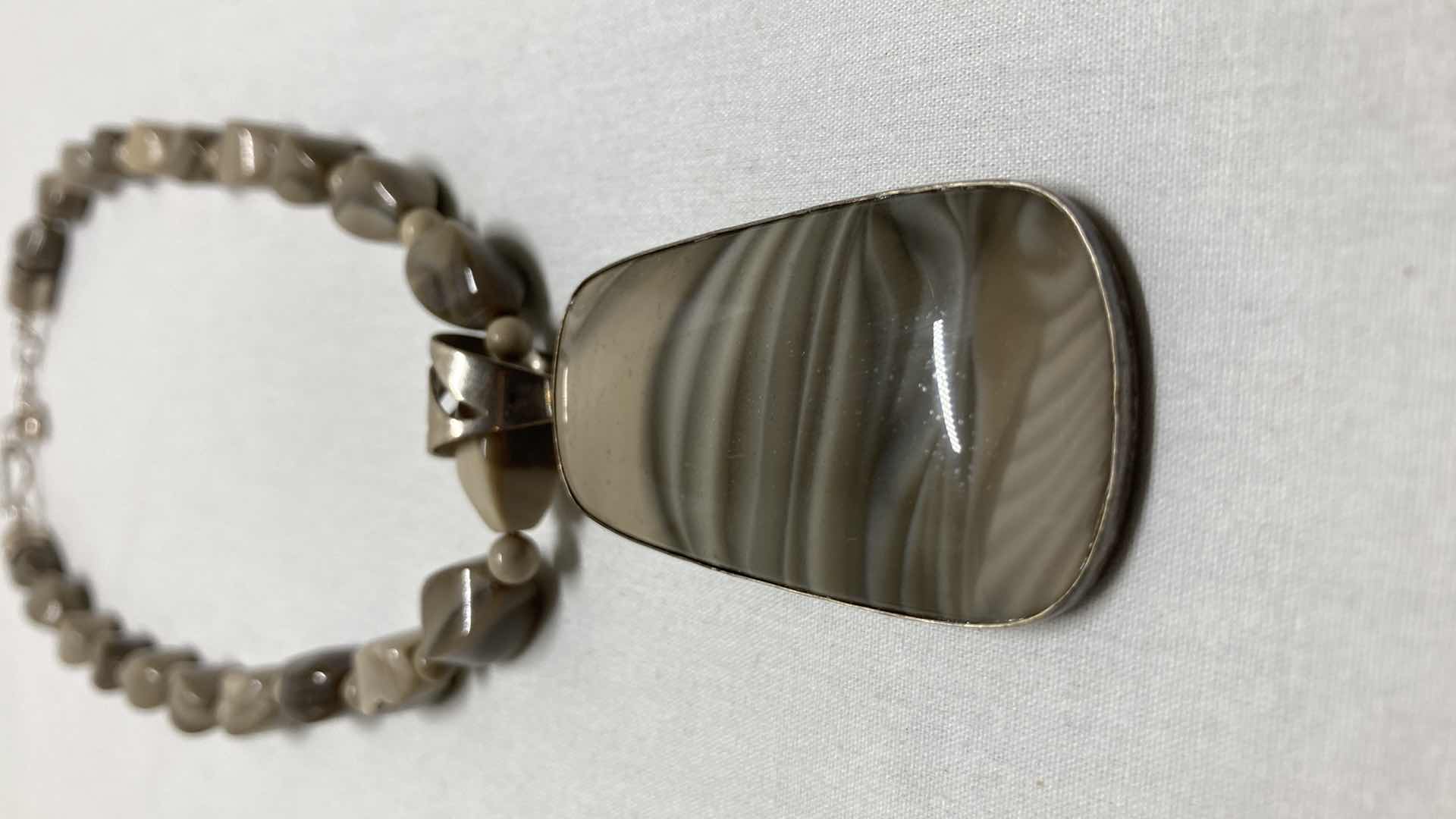 Photo 1 of MIND FINDS GREY JASPER BEADED STERLING SILVER NECKLACE BY JAY KING DTR 925 22”
