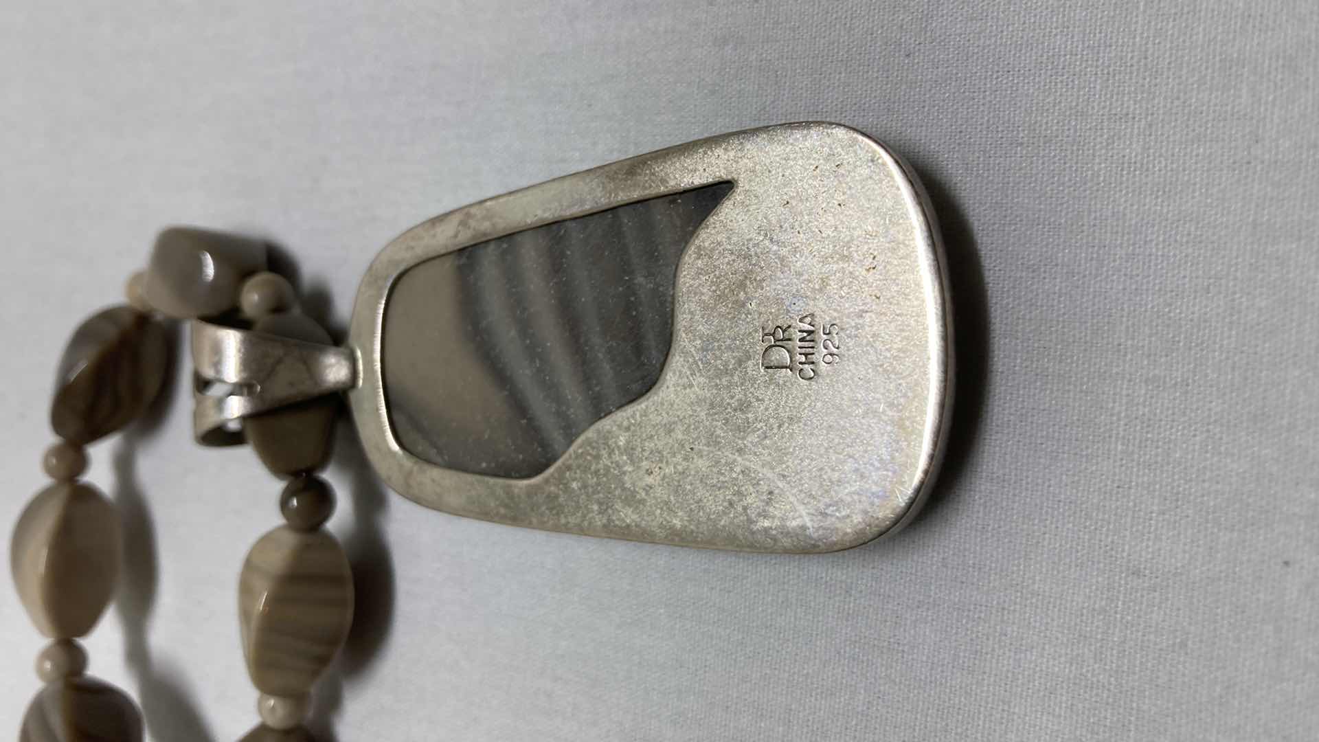 Photo 1 of MIND FINDS GREY JASPER BEADED STERLING SILVER NECKLACE BY JAY KING DTR 925 22”