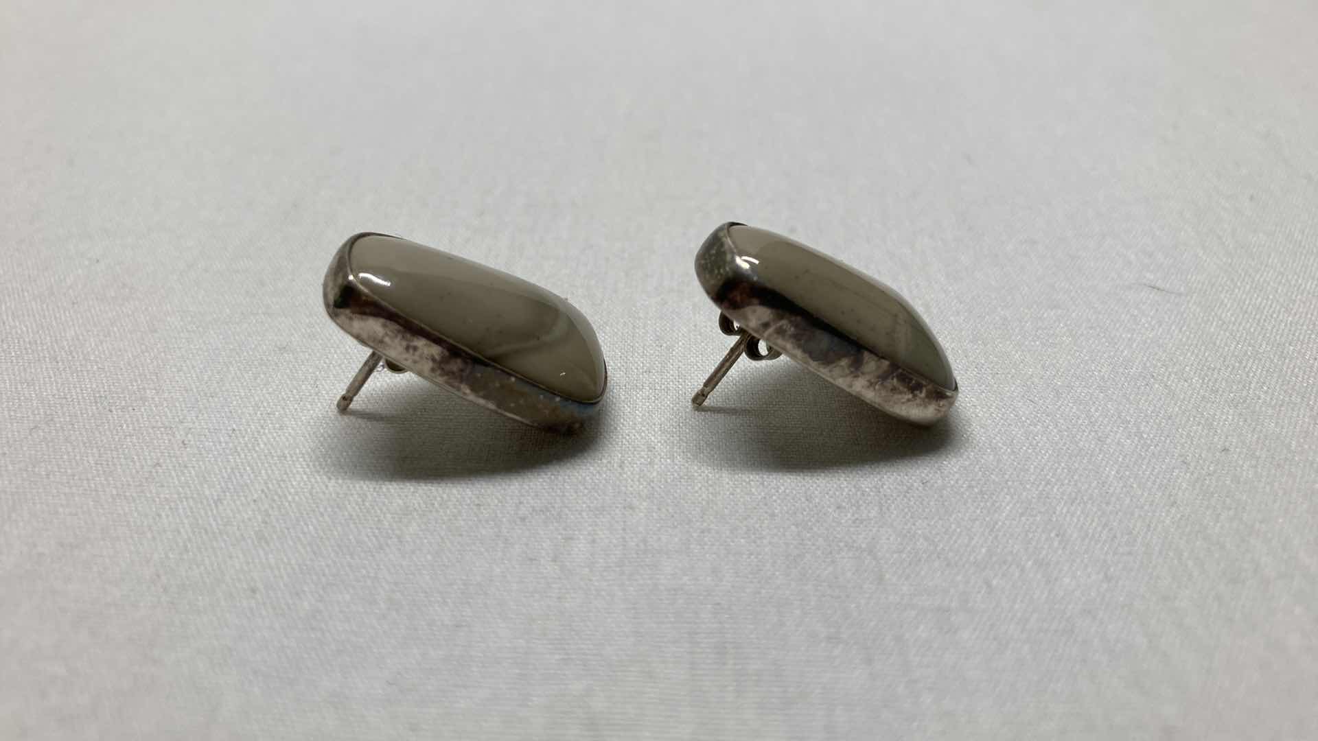 Photo 2 of MIND FINDS GREY JASPER BEAD STERLING SILVER EARRINGS BY JAY KING DTR 925