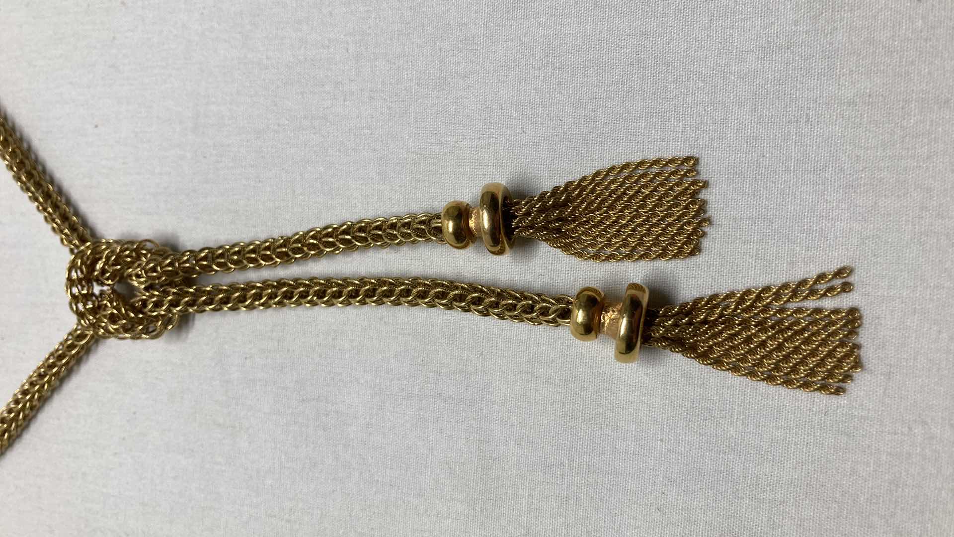 Photo 1 of GOLD KNOTTED ROBE TASSEL NECKLACE 18K 0.15” X 23”