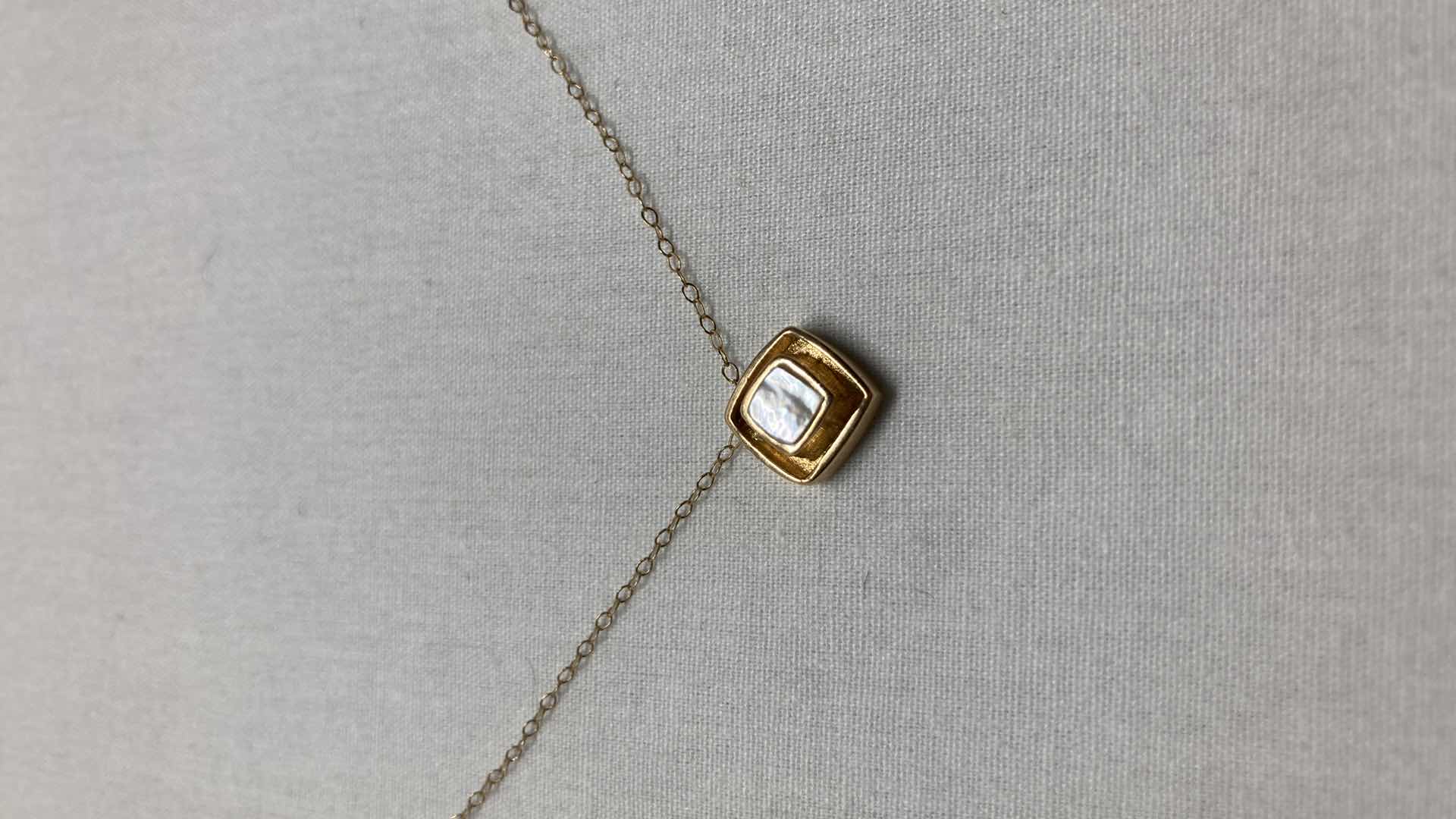 Photo 1 of OPAL & GOLD 0.25” PENDANT PB14K W THIN CHAIN NECKLACE