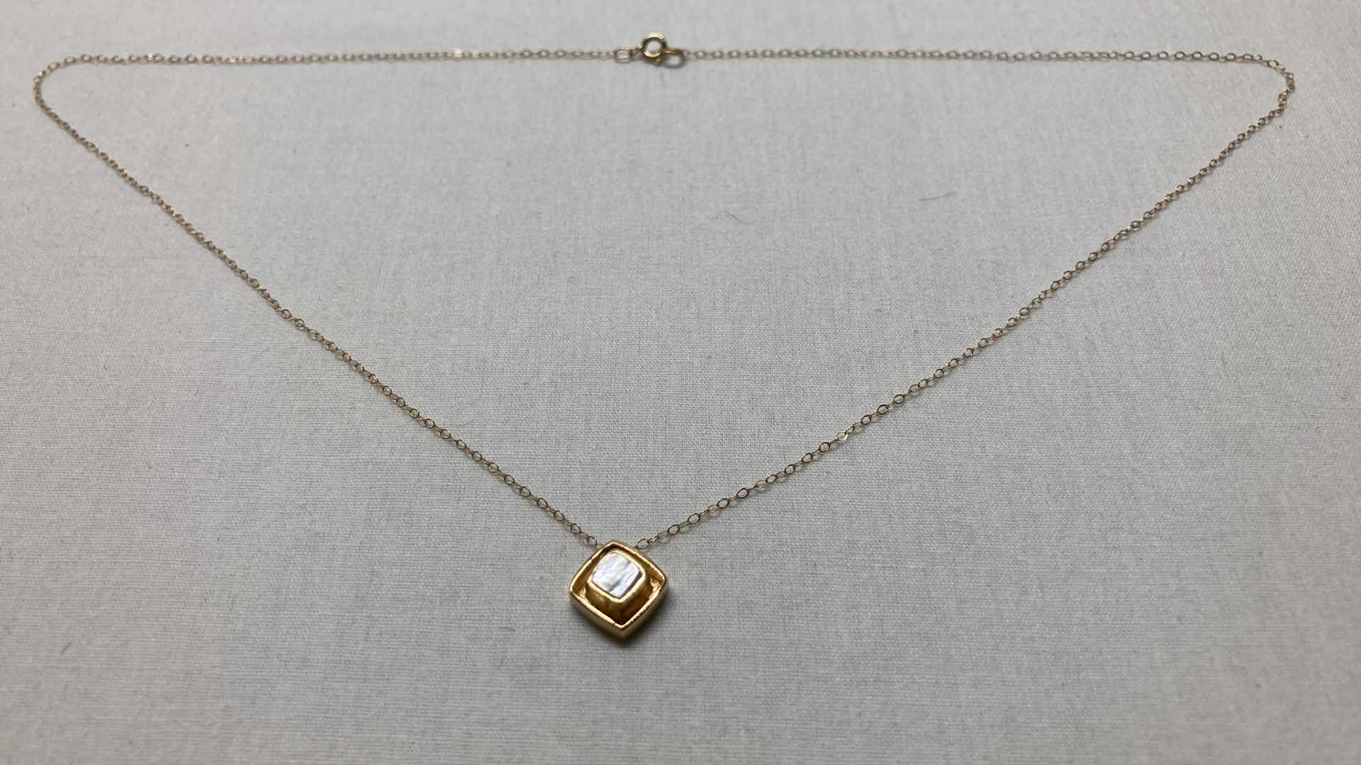 Photo 1 of OPAL & GOLD 0.25” PENDANT PB14K W THIN CHAIN NECKLACE