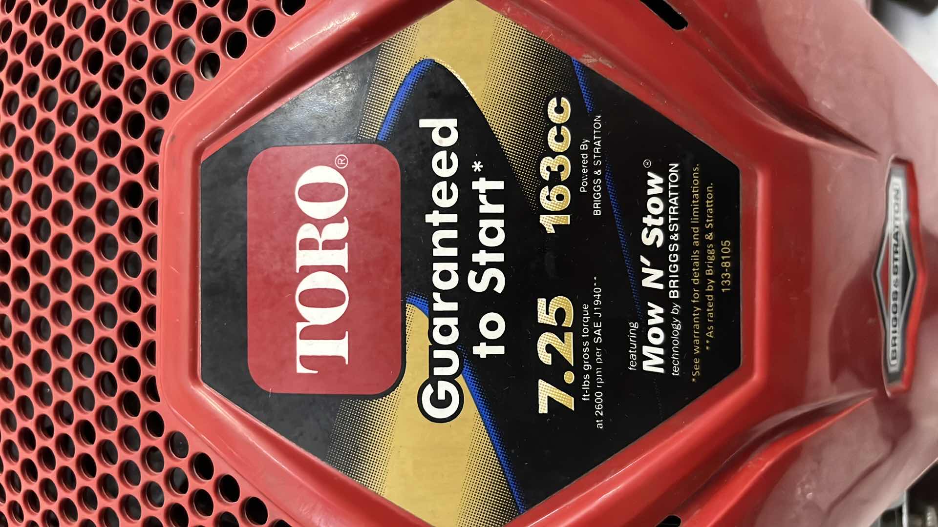 Photo 1 of BRIGGS & STRATTON TORO 7.25 GT VERTICAL SHAFT REPLACEMENT ENGINE W MOW & STOW TECHNOLOGY (104M020131F1)