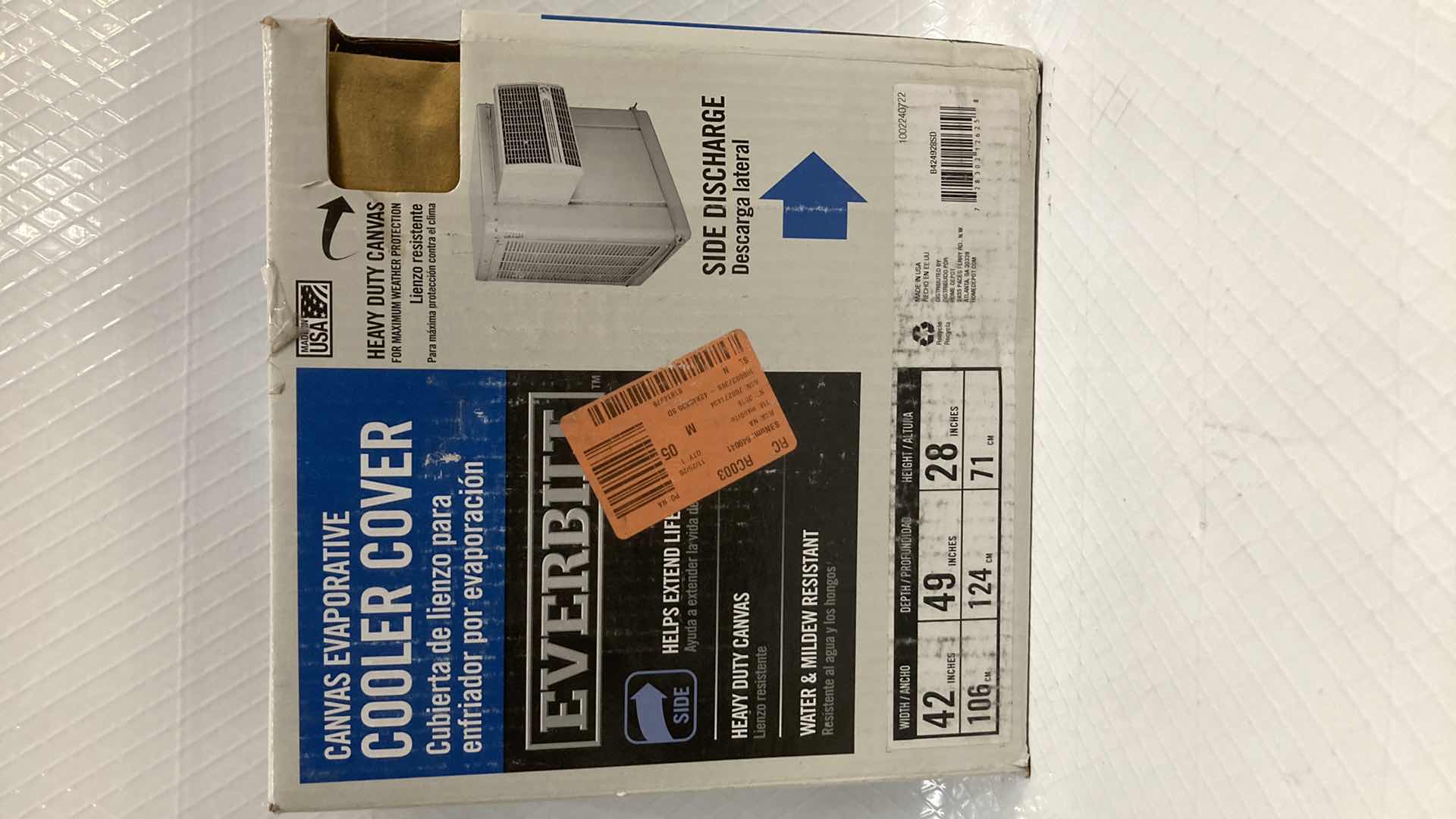 View 1 of NEW EVERBILT CANVAS EVAPORATIVE COOLER COVER 42” X 49” H28”