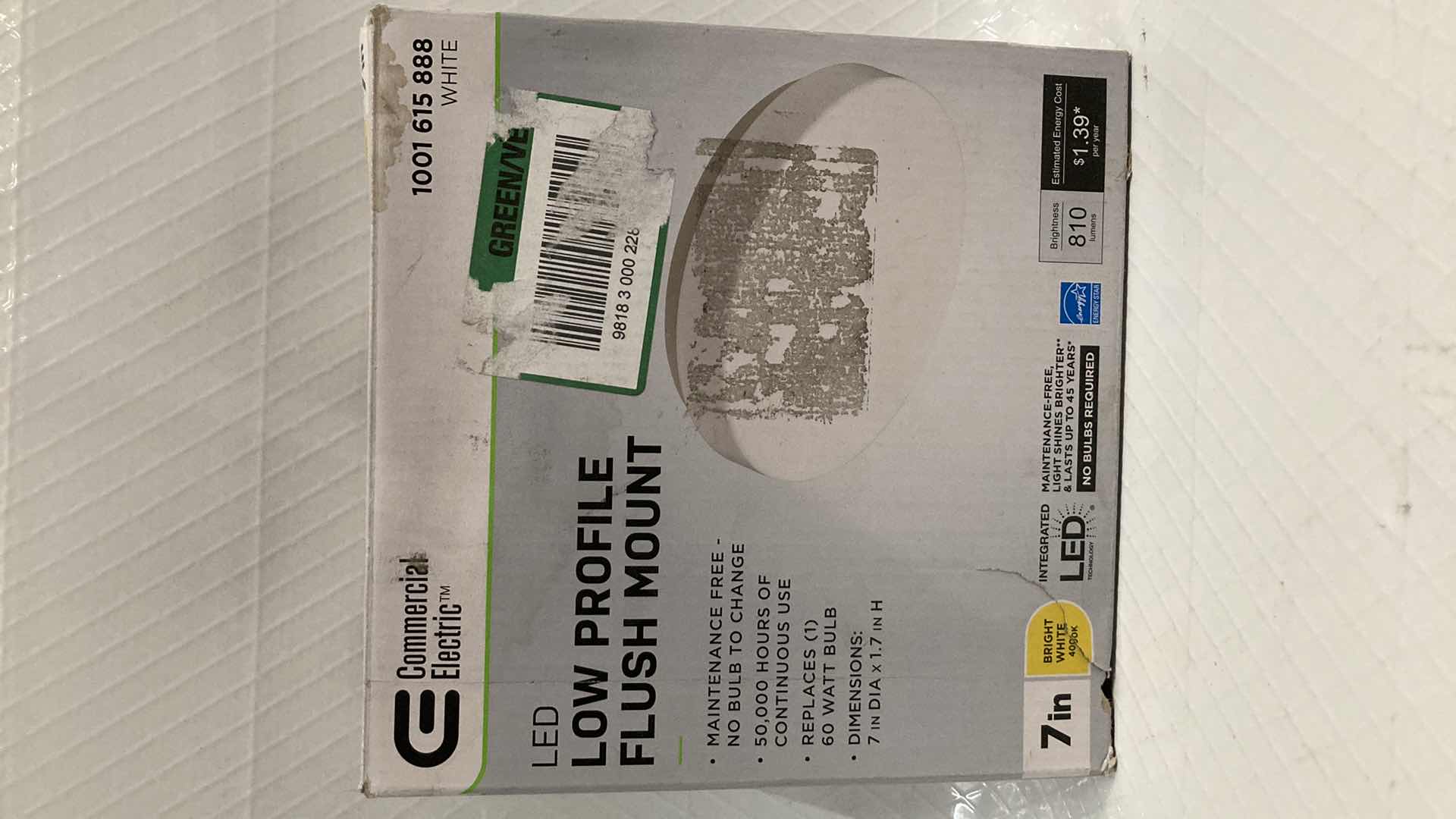 Photo 1 of NEW COMMERCIAL ELECTRIC WHITE LED LOW PROFILE FLUSH MOUNT (4) 7”