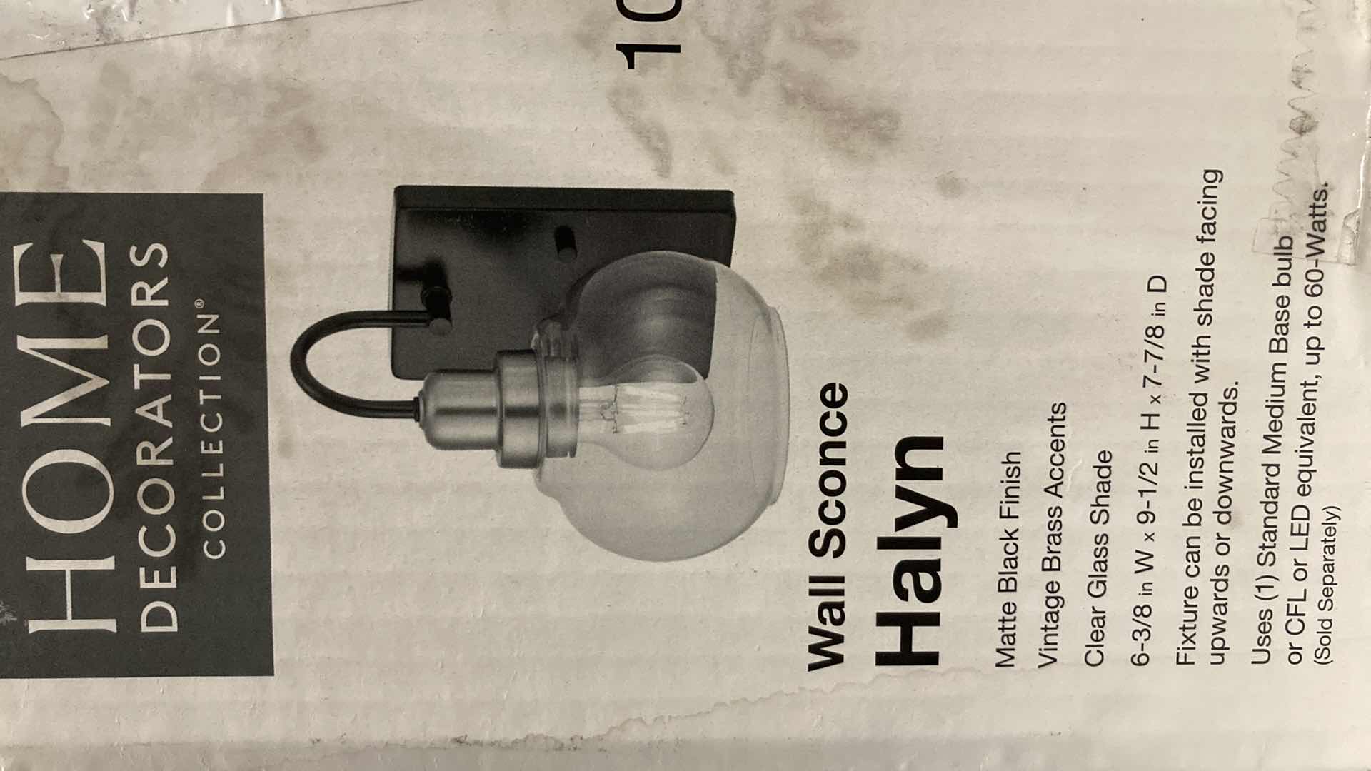 Photo 1 of NEW HOME DECORATORS HALYN MATTE BLACK & BRASS FINISH WALL SCONCE MODEL 1018HDCMBVBDI