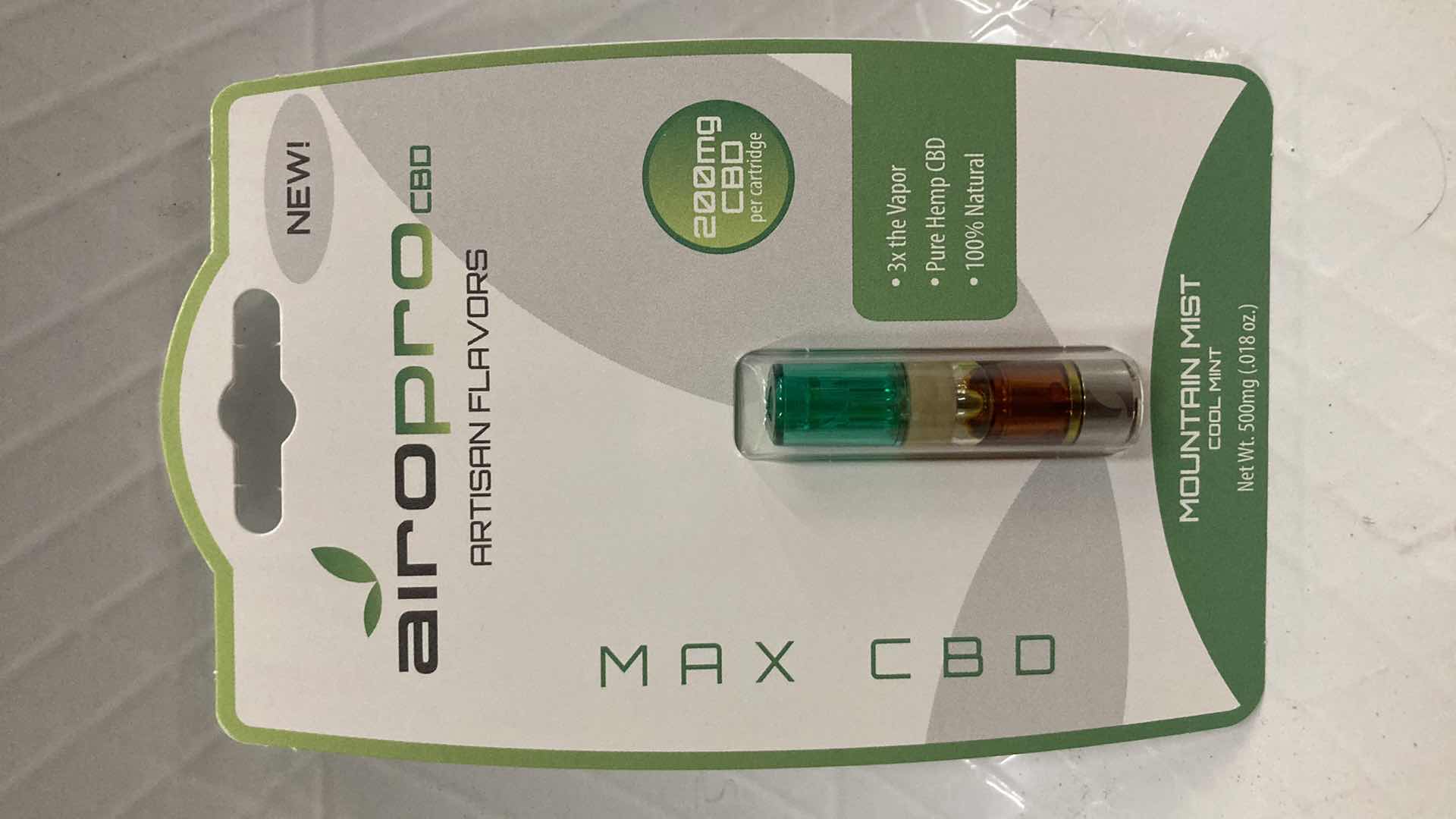 Photo 1 of NEW AIROPRO 200MG CBD OIL CARTRIDGE MOUNTAIN MIST FLAVOR (10)