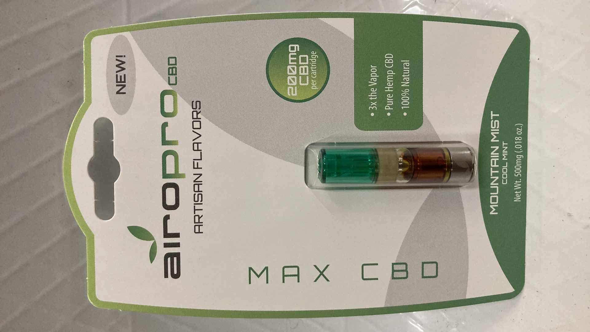 Photo 1 of NEW AIROPRO 200MG CBD OIL CARTRIDGE MOUNTAIN MIST FLAVOR (10)