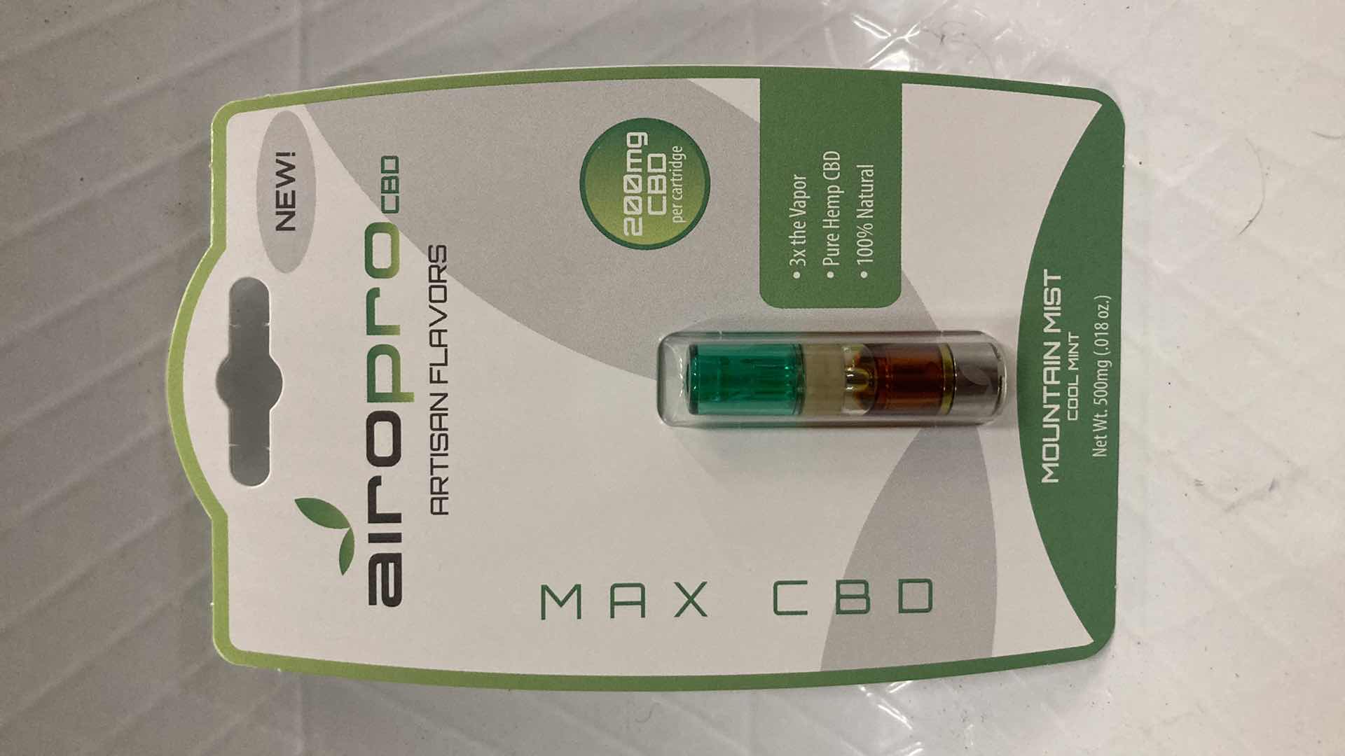 Photo 1 of NEW AIROPRO 200MG CBD OIL CARTRIDGE MOUNTAIN MIST FLAVOR (10)