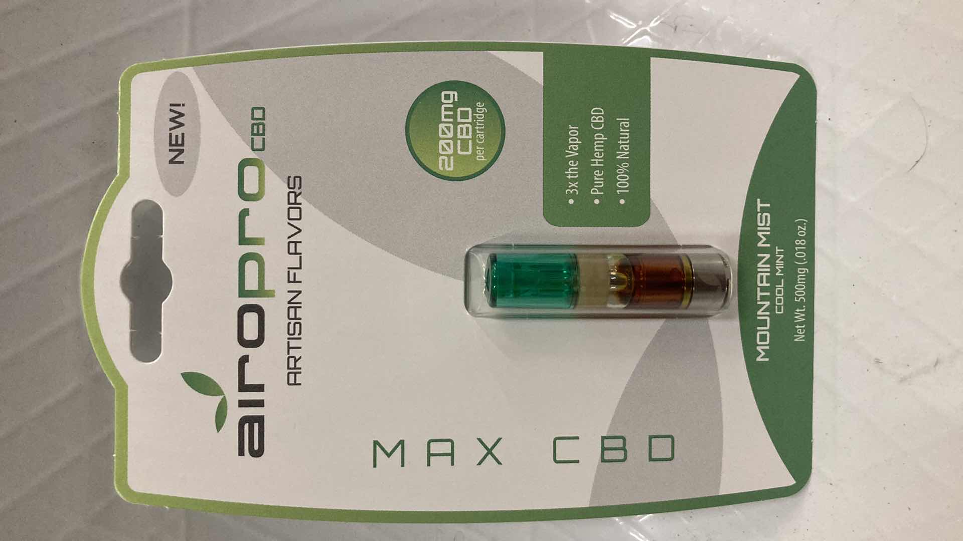Photo 1 of NEW AIROPRO 200MG CBD OIL CARTRIDGE MOUNTAIN MIST FLAVOR (10)
