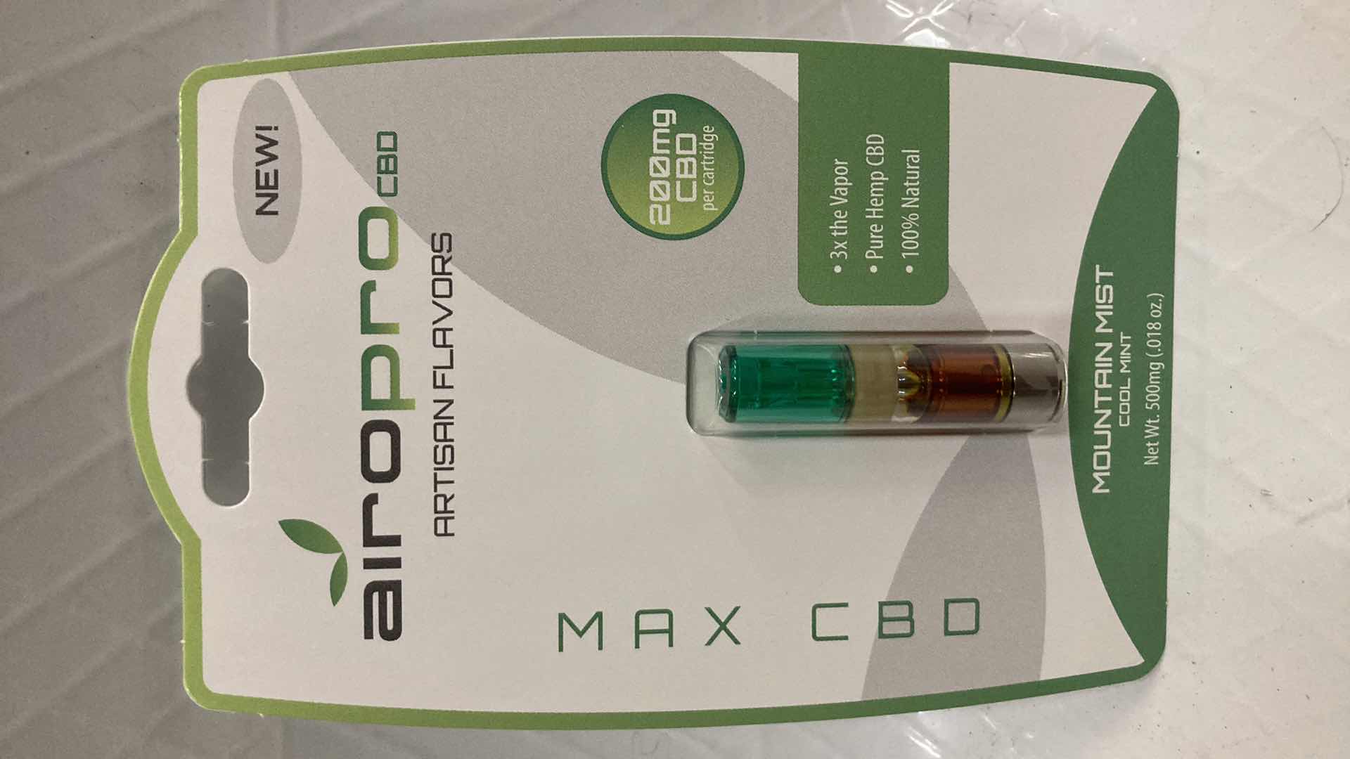 Photo 1 of NEW AIROPRO 200MG CBD OIL CARTRIDGE MOUNTAIN MIST FLAVOR (10)