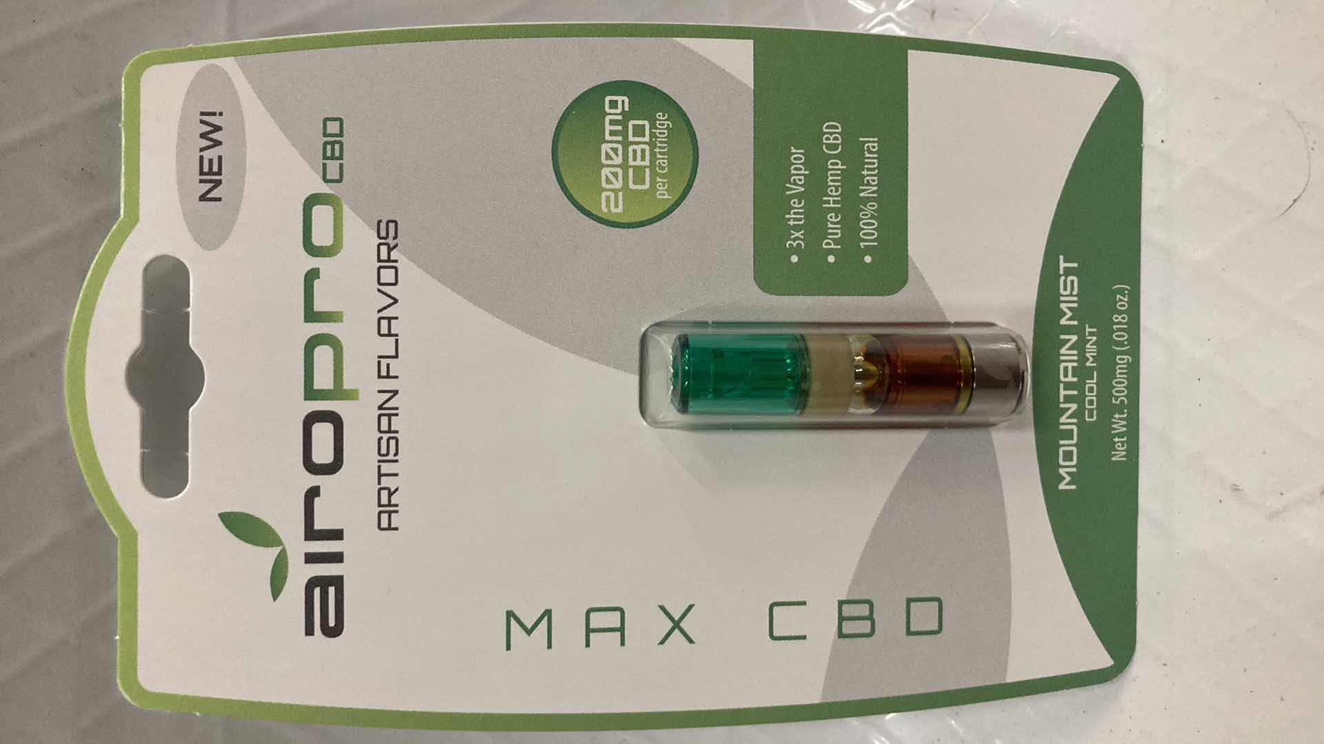 Photo 1 of NEW AIROPRO 200MG CBD OIL CARTRIDGE MOUNTAIN MIST FLAVOR (10)