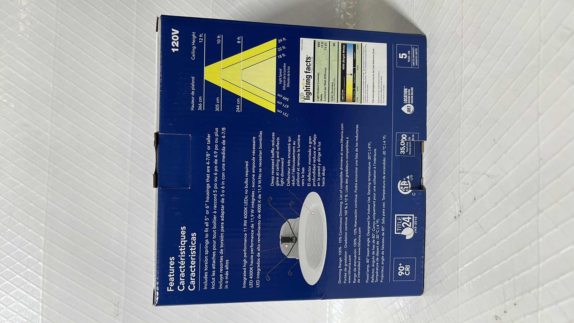 Photo 4 of NEW 2- LITHONIA LIGHTING LED RECESSED DOWNLIGHT E-SERIES 5/6”, 4000K 90CRI, WHITE BAFFLE
(240W39)