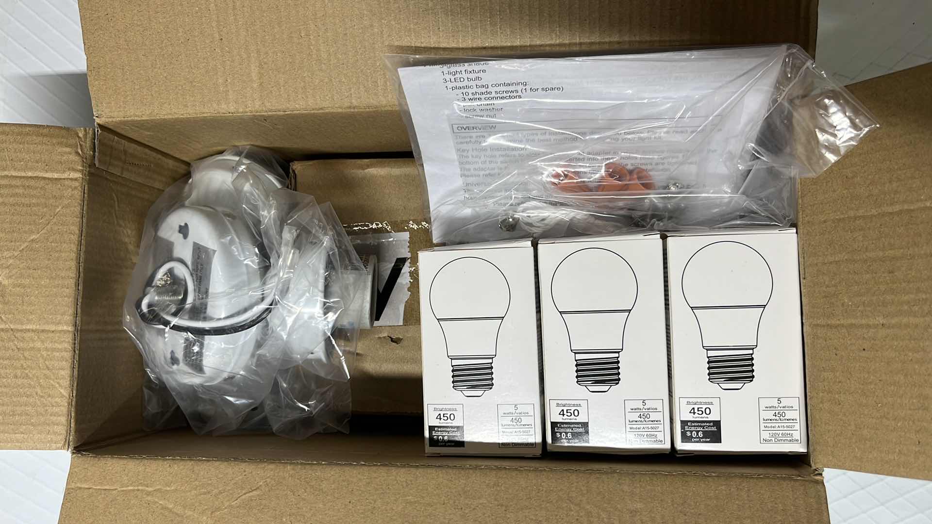 Photo 1 of NEW ELITE CEILING FAN LED LIGHT KIT, 3-LIGHT CLUSTER, WHITE FINISH W FROSTED GLASS (LK1906)