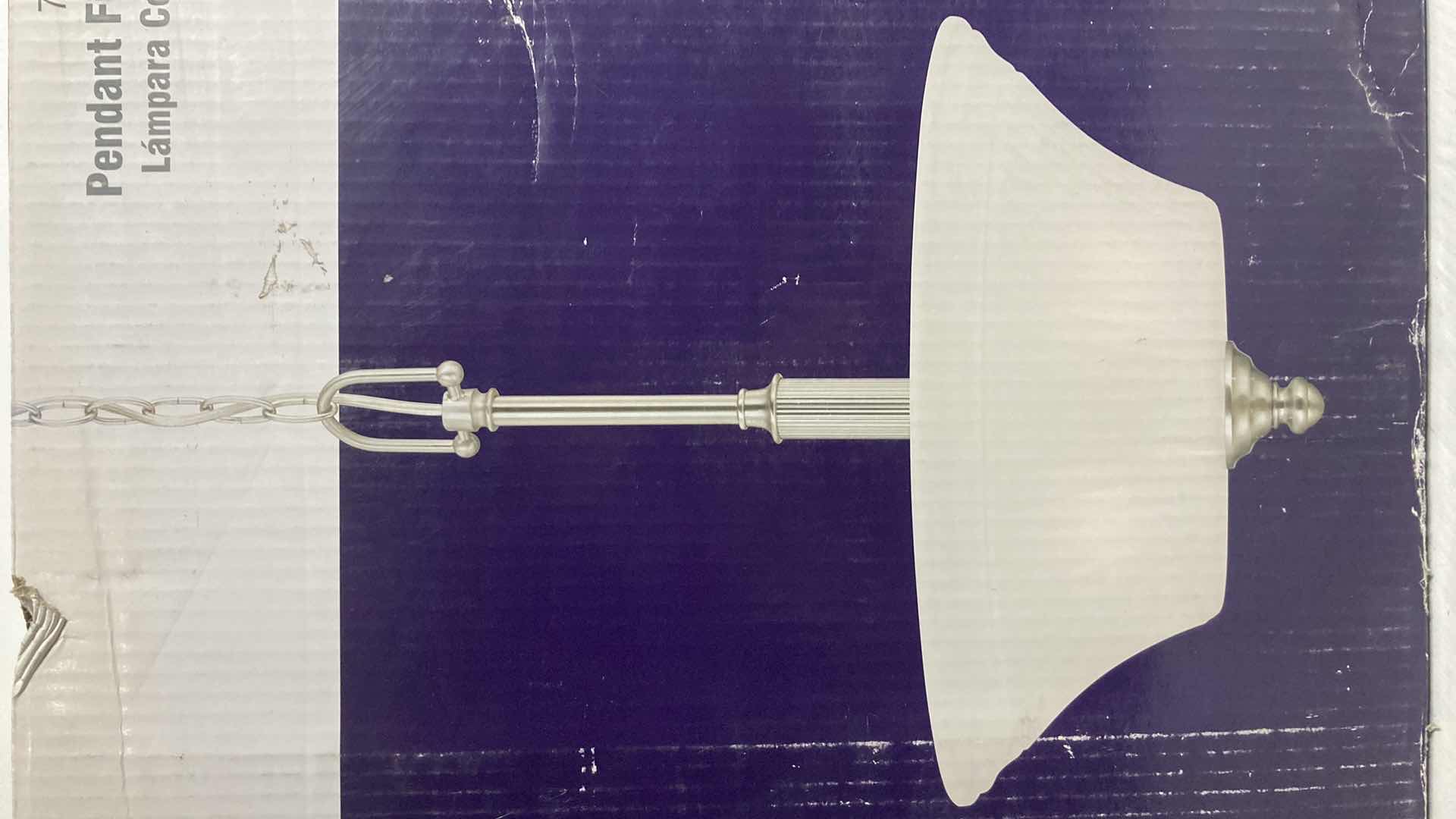 Photo 1 of NEW COMMERCIAL ELECTRIC BRUSHED NICKEL FINISH FROSTED GLASS 3 LIGHT PENDANT MODEL 722003